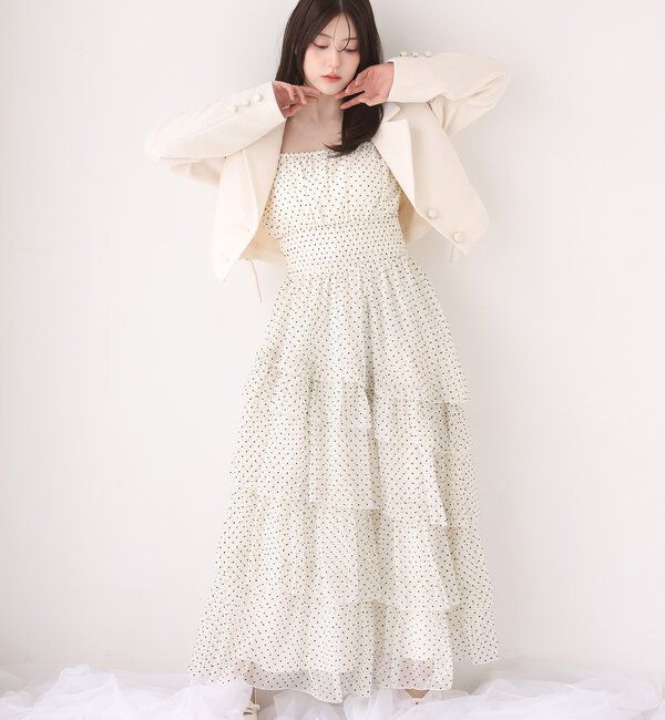  「肩リボンティアードキャミワンピ」|ワンピース|