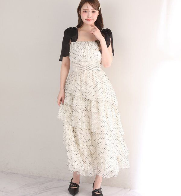  「肩リボンティアードキャミワンピ」|ワンピース|