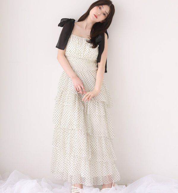  「肩リボンティアードキャミワンピ」|ワンピース|