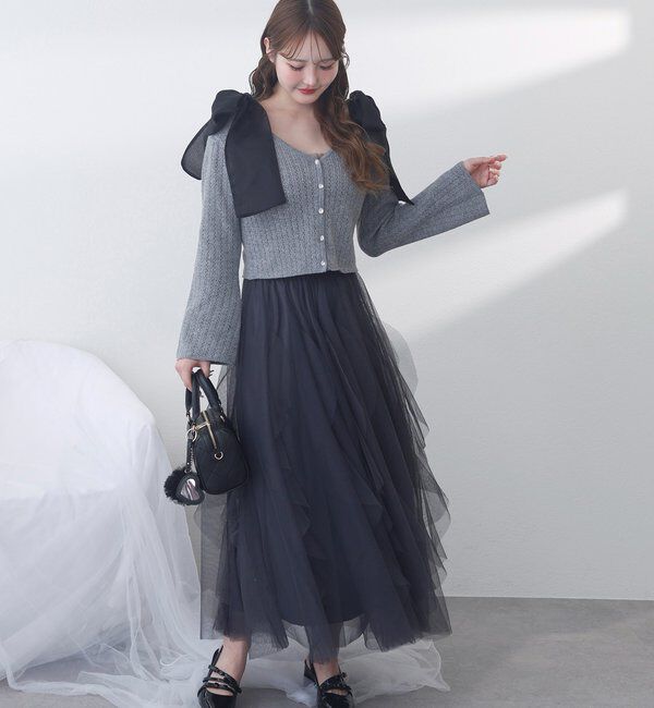  「キラキラボタンアイレットカーデ」|ニット・セーター|