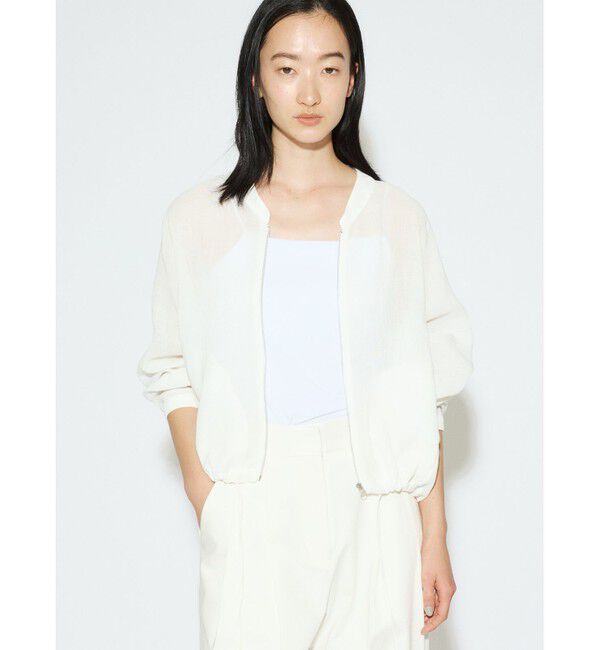 MIDIUMISOLID「MIDIUMISOLID for Ladies リネンライクメッシュブルゾン」|ブルゾン・スタジャン|