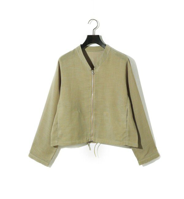 MIDIUMISOLID「MIDIUMISOLID for Ladies リネンライクメッシュブルゾン」|ブルゾン・スタジャン|カーキ
