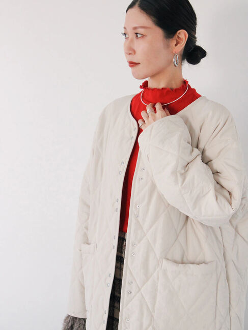 Samansa Mos2 blue「キルトミドルコート」|その他|