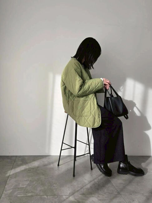 Samansa Mos2 blue「キルトミドルコート」|その他|