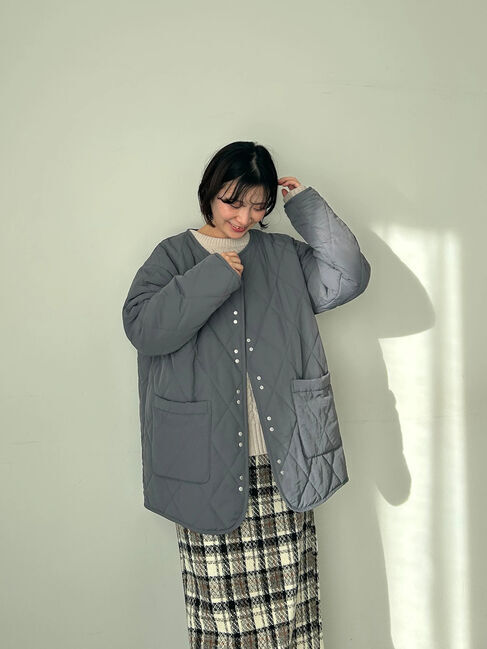 Samansa Mos2 blue「キルトミドルコート」|その他|