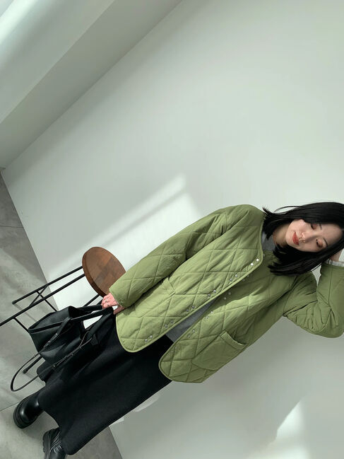 Samansa Mos2 blue「キルトミドルコート」|その他|