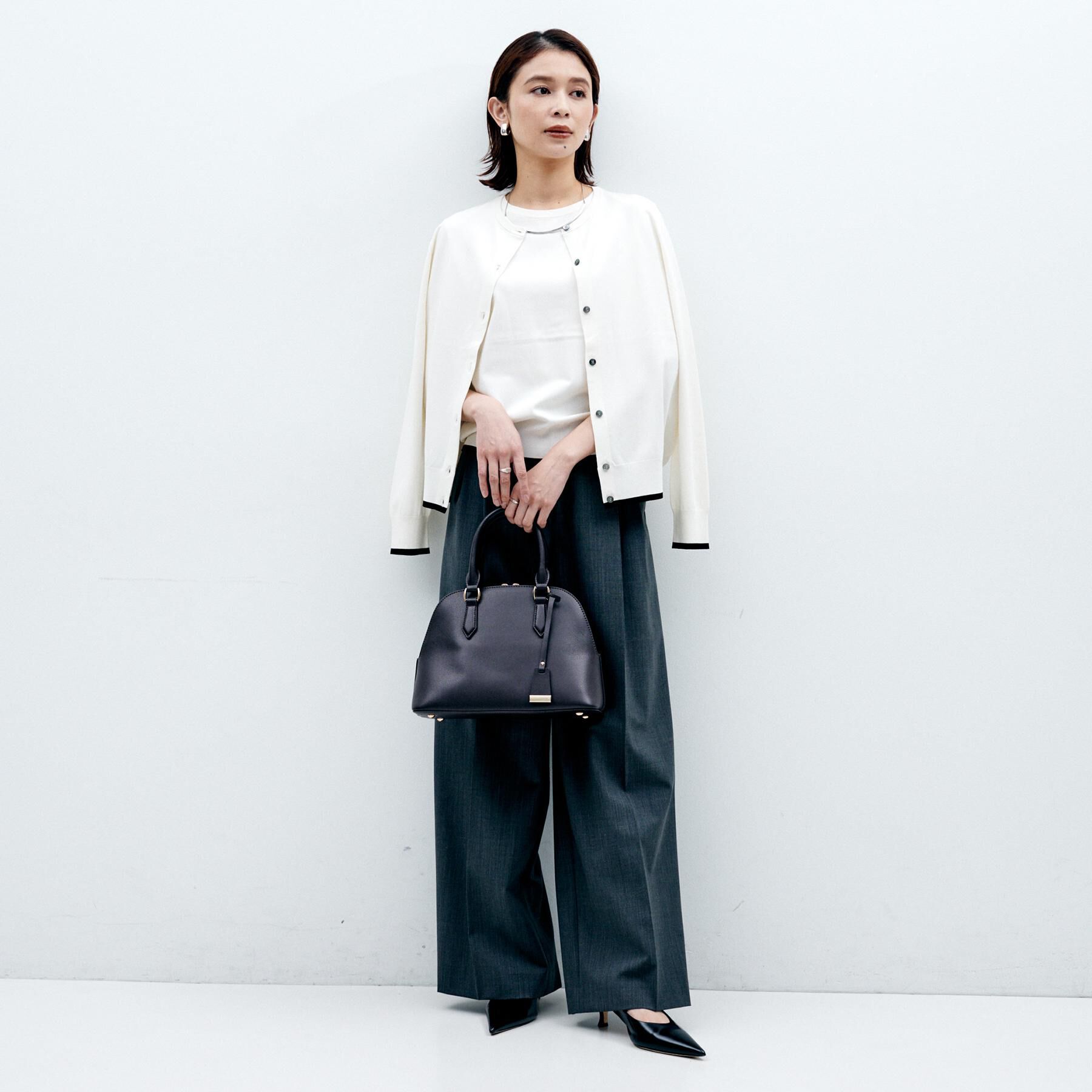 UNTITLED「【アンサンブル可/薄手/洗える】5分袖クルーニット」|ニット・セーター|