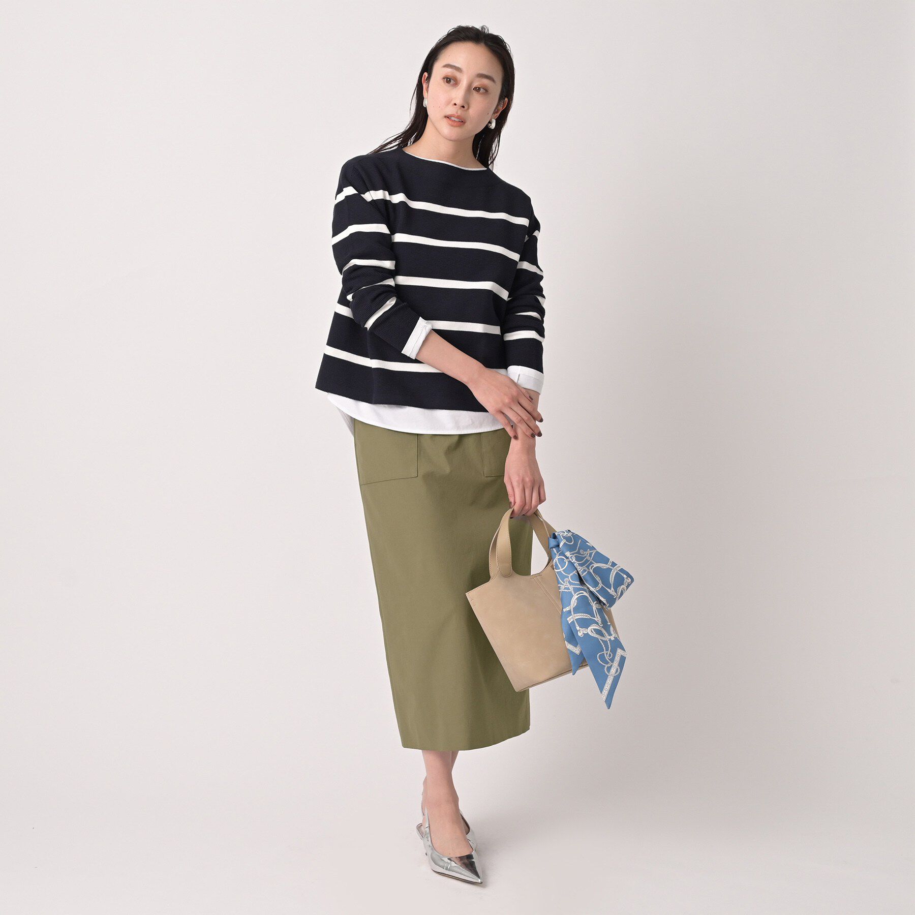 UNTITLED「【洗える/後ろウエストゴム】オックスアイラインスカート」|スカート|