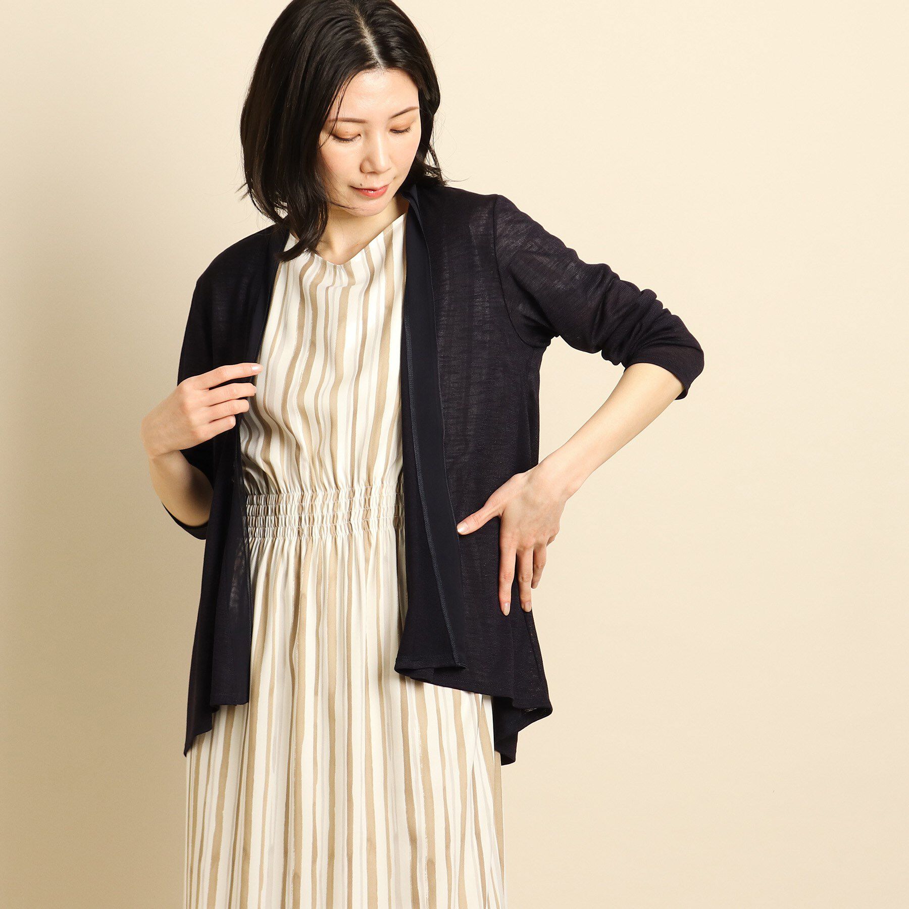 COUP DE CHANCE「【日本製/洗える】着流しジャージカーディガン」|カーディガン|ダークネイビー(09