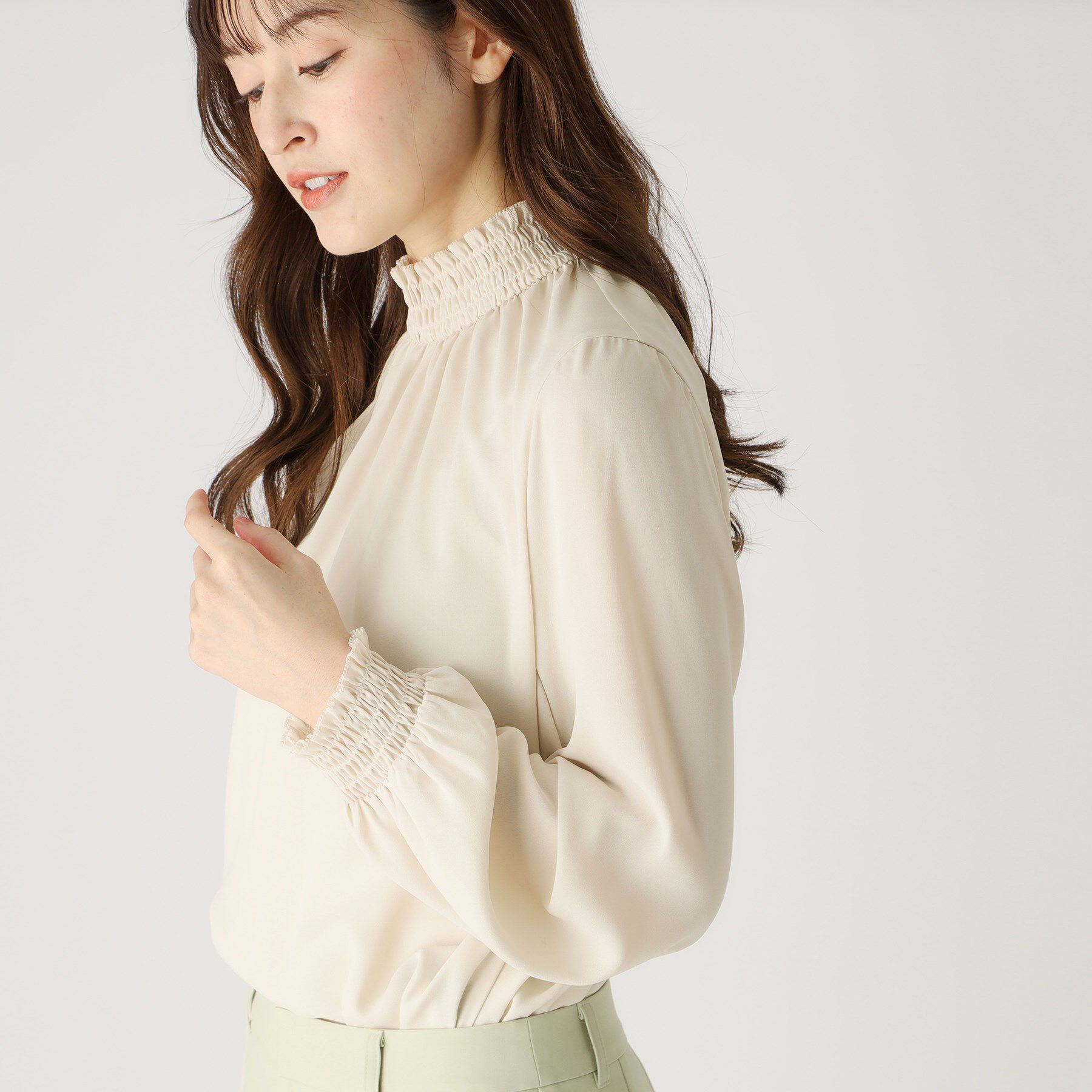 COUP DE CHANCE「【洗える】デザインブラウス」|シャツ・ブラウス|グレージュ(050)