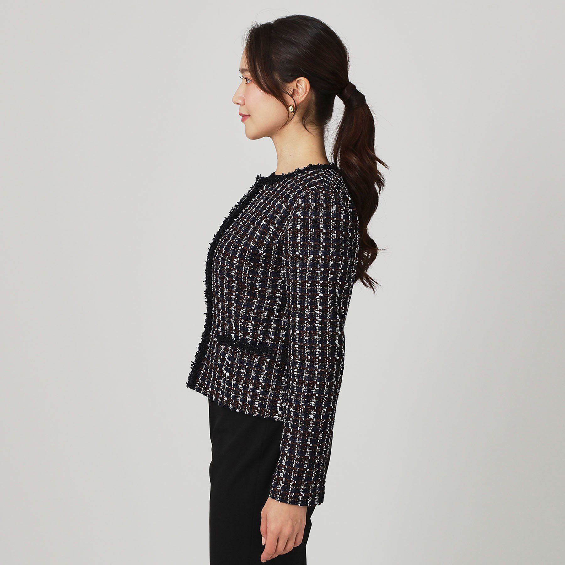 COUP DE CHANCE「【日本製／セットアップ可】ファンシーツィードのショート丈ジャケット」|ノーカラージャケット|