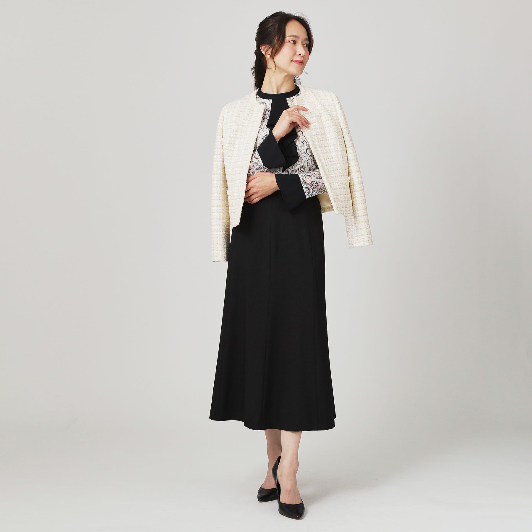 COUP DE CHANCE「【日本製／セットアップ可】ファンシーツィードのショート丈ジャケット」|ノーカラージャケット|