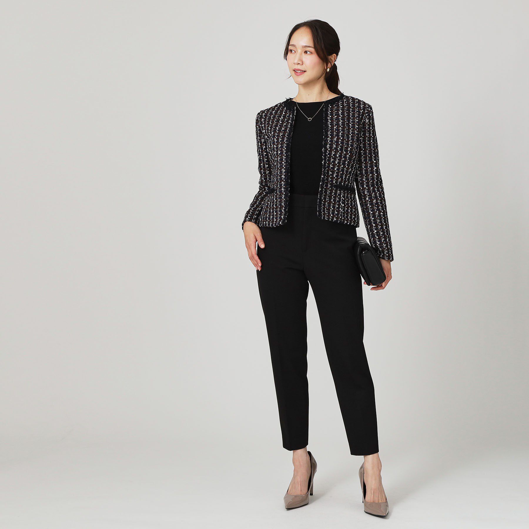 COUP DE CHANCE「【日本製／セットアップ可】ファンシーツィードのショート丈ジャケット」|ノーカラージャケット|