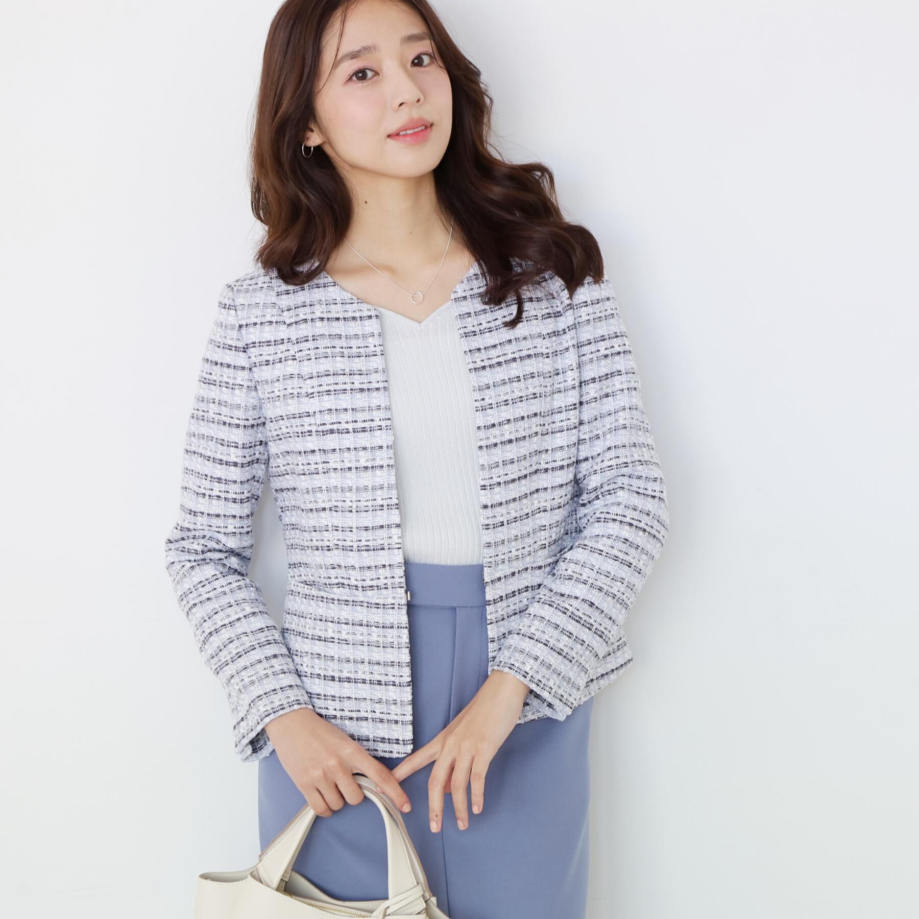 COUP DE CHANCE「【日本製／セットアップ可】ファンシーツィードのノーカラージャケット」|ノーカラージャケット|