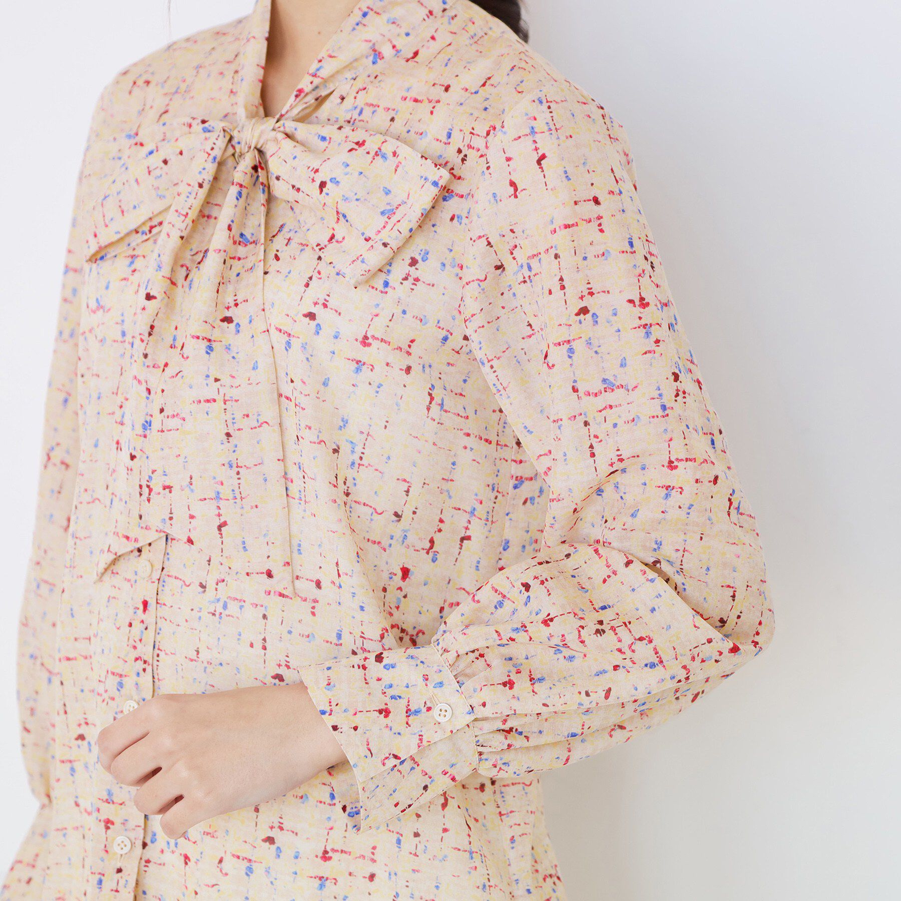 COUP DE CHANCE「【手洗い可／一枚着／ジャケットイン】プリントボウブラウス」|シャツ・ブラウス|