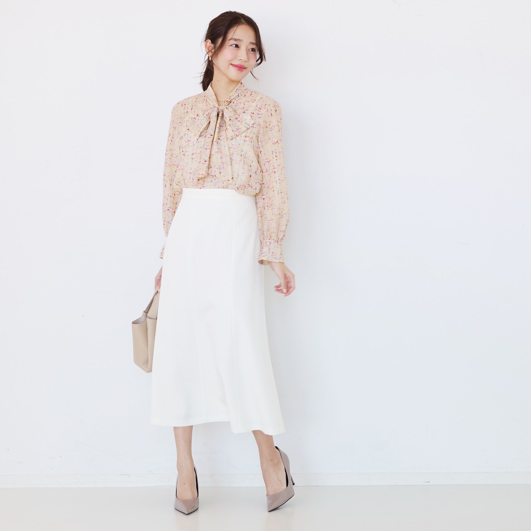 COUP DE CHANCE「【手洗い可／一枚着／ジャケットイン】プリントボウブラウス」|シャツ・ブラウス|