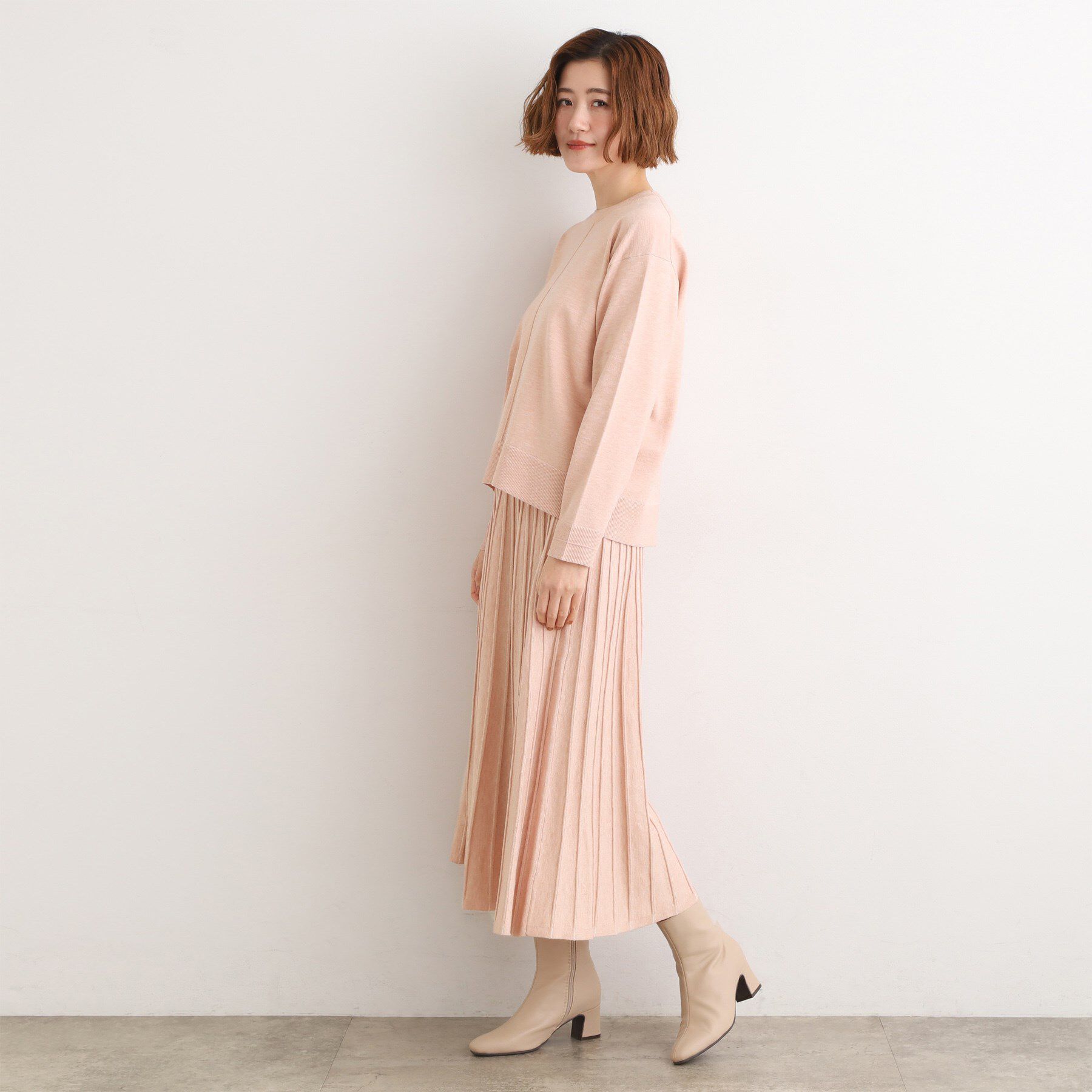 grove「【SETUP可能】冬から春まで軽やかに　ラメラインニットプリーツスカート」|スカート|