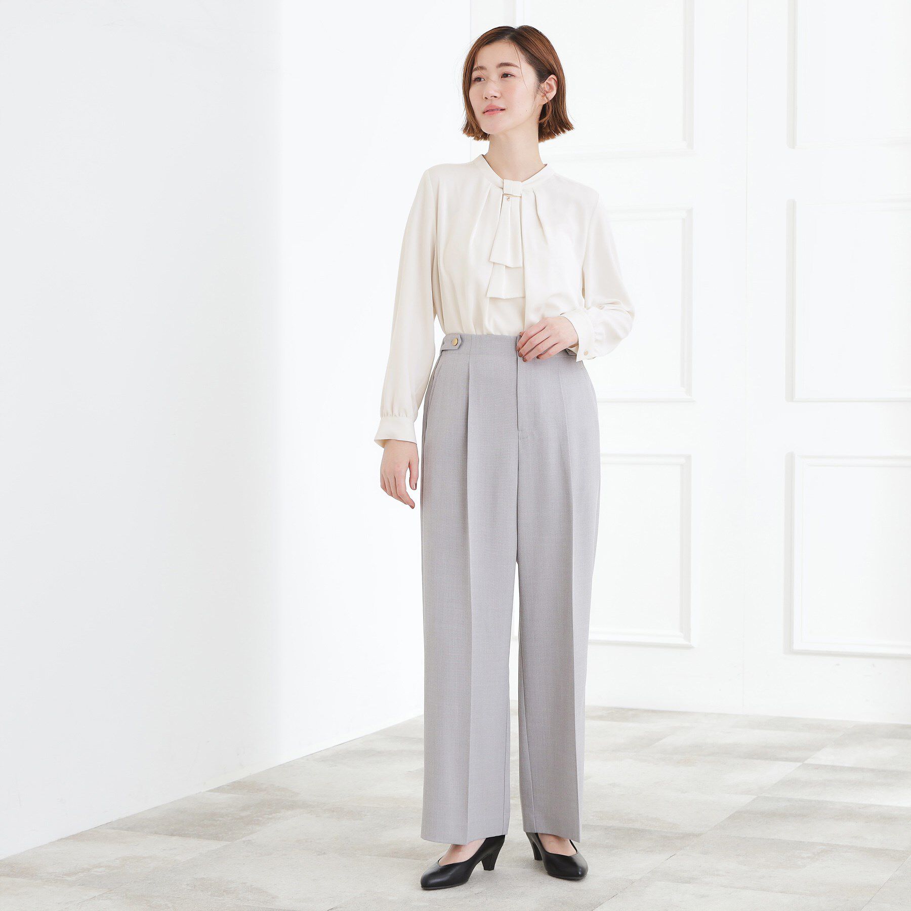 grove「【マシンウォッシュ/防シワ/UVカット】ボウタイブラウス【マルチWAY】」|シャツ・ブラウス|