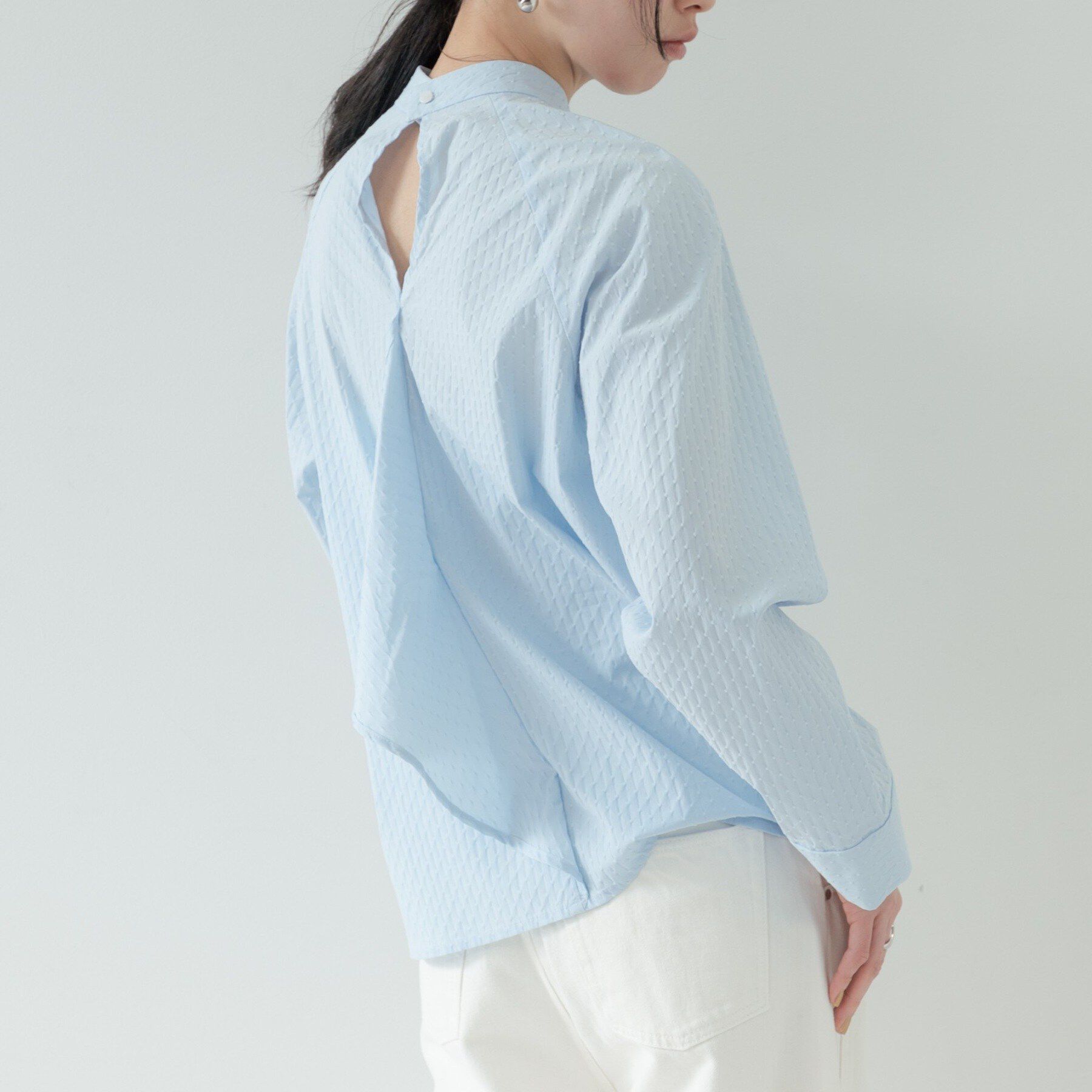 GALLEST「フィッシュテールスタンドネックシャツ」|シャツ・ブラウス|サックスブルー(09