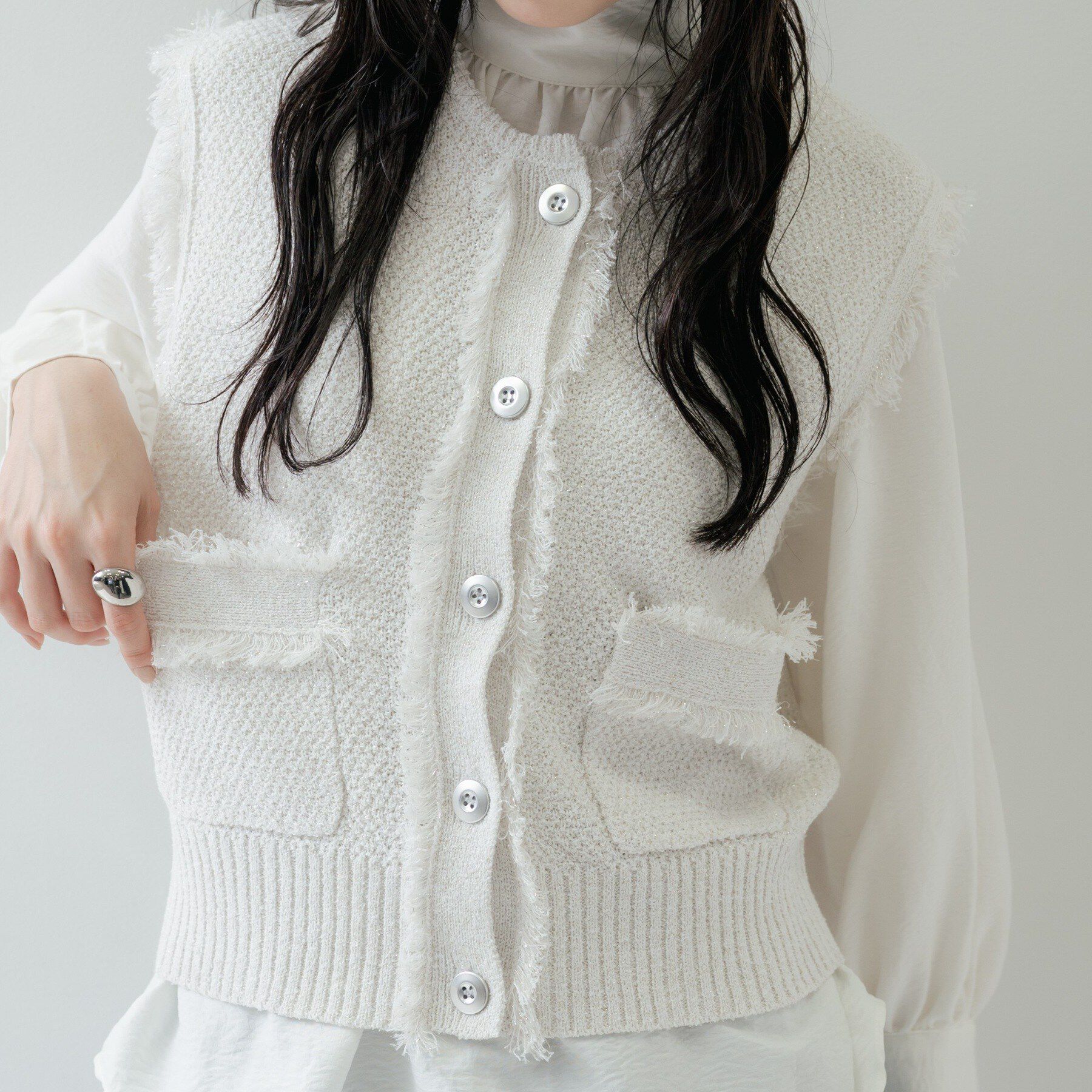 GALLEST「【オケージョン／セレモニー対応】ラメニットベスト」|ベスト・ジレ|