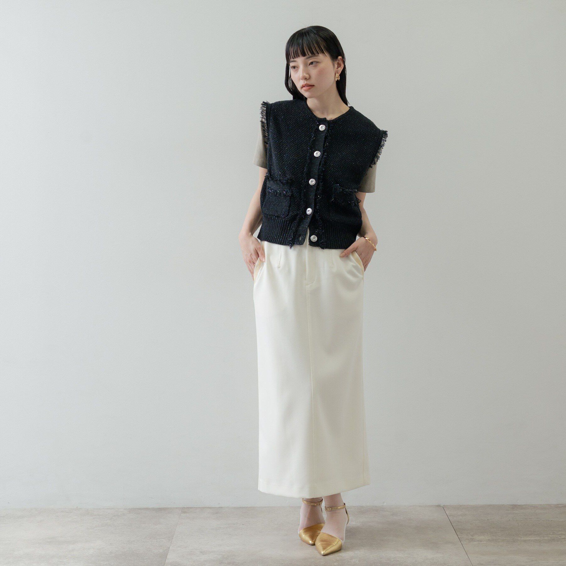 GALLEST「【オケージョン／セレモニー対応】ラメニットベスト」|ベスト・ジレ|