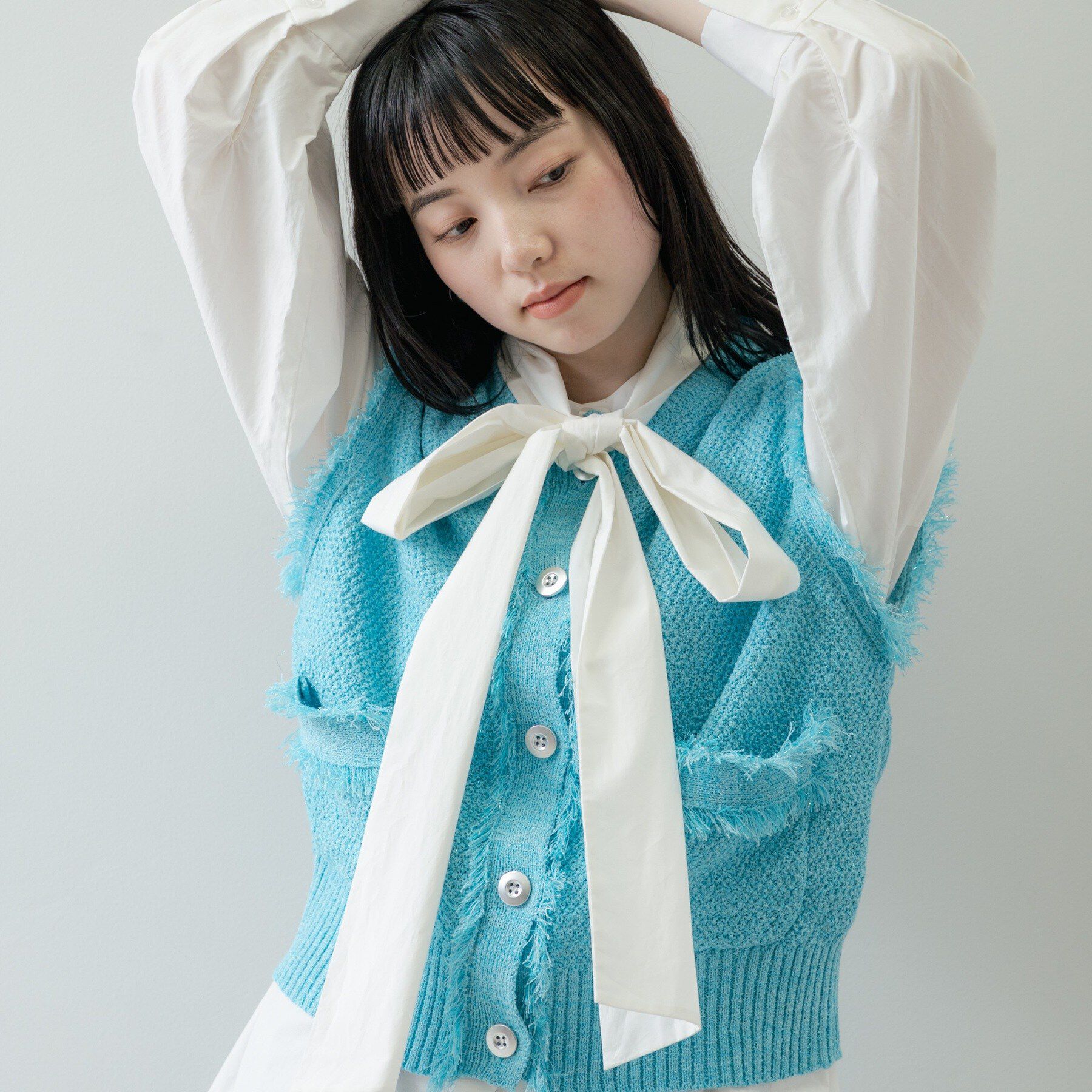 GALLEST「【オケージョン／セレモニー対応】ラメニットベスト」|ベスト・ジレ|ブルー(492)