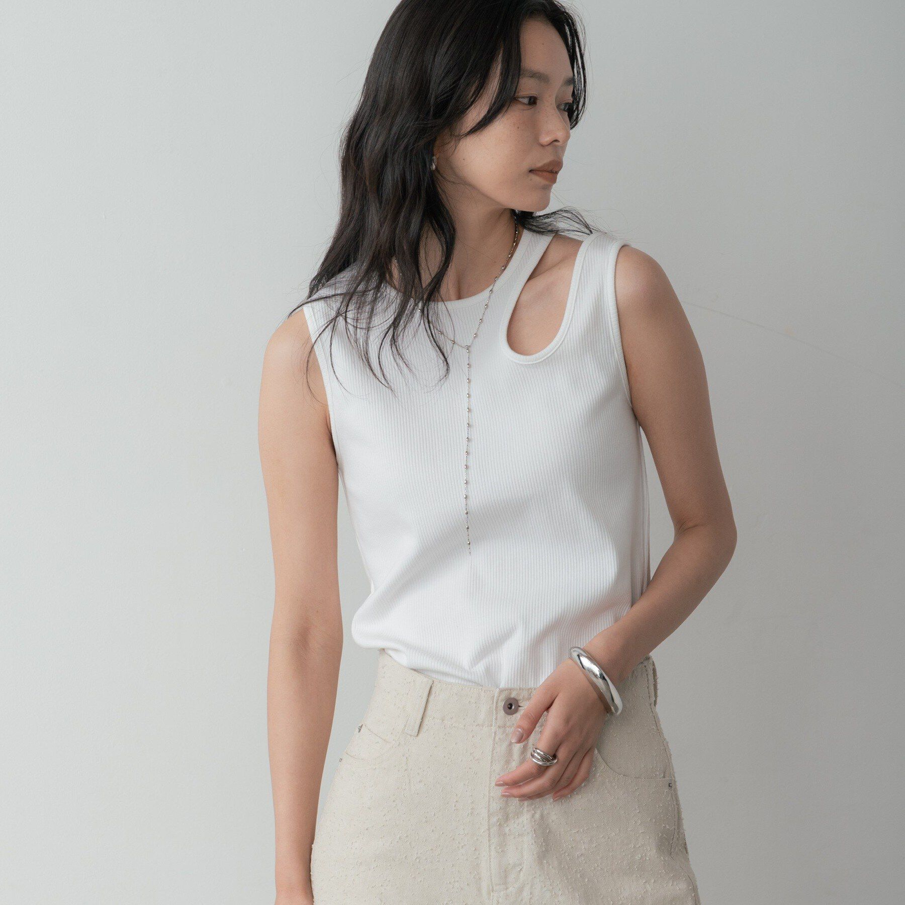 GALLEST「アシメリブタンクトップ」|キャミソール|