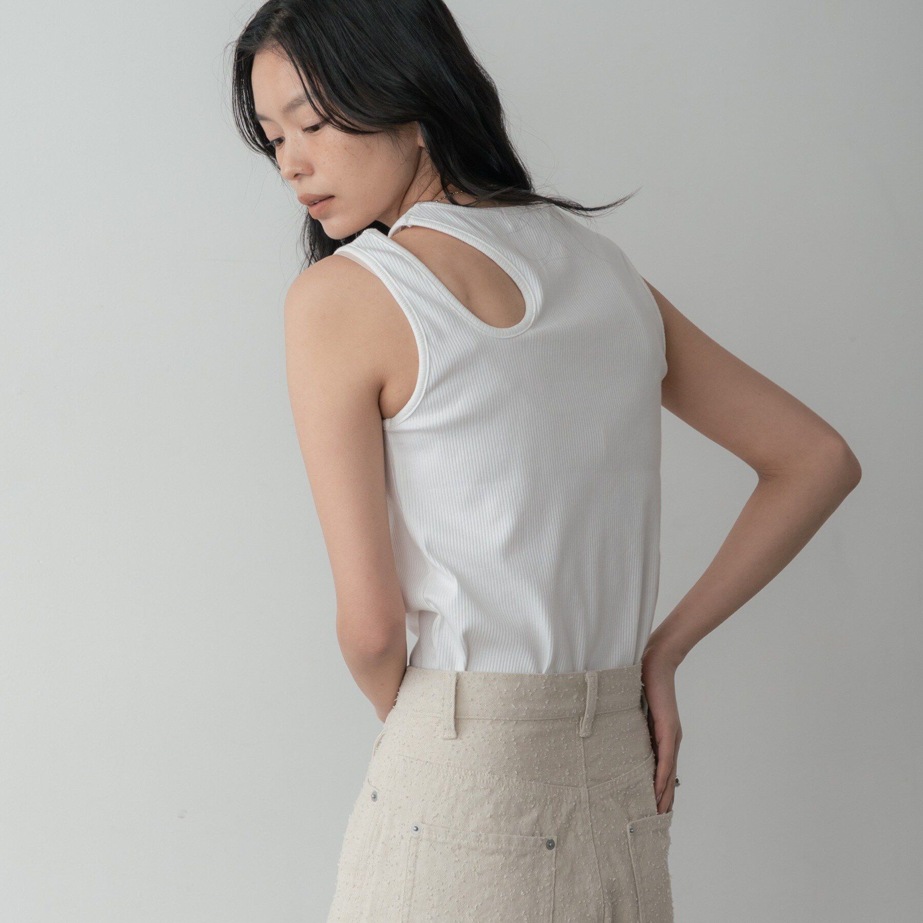 GALLEST「アシメリブタンクトップ」|キャミソール|