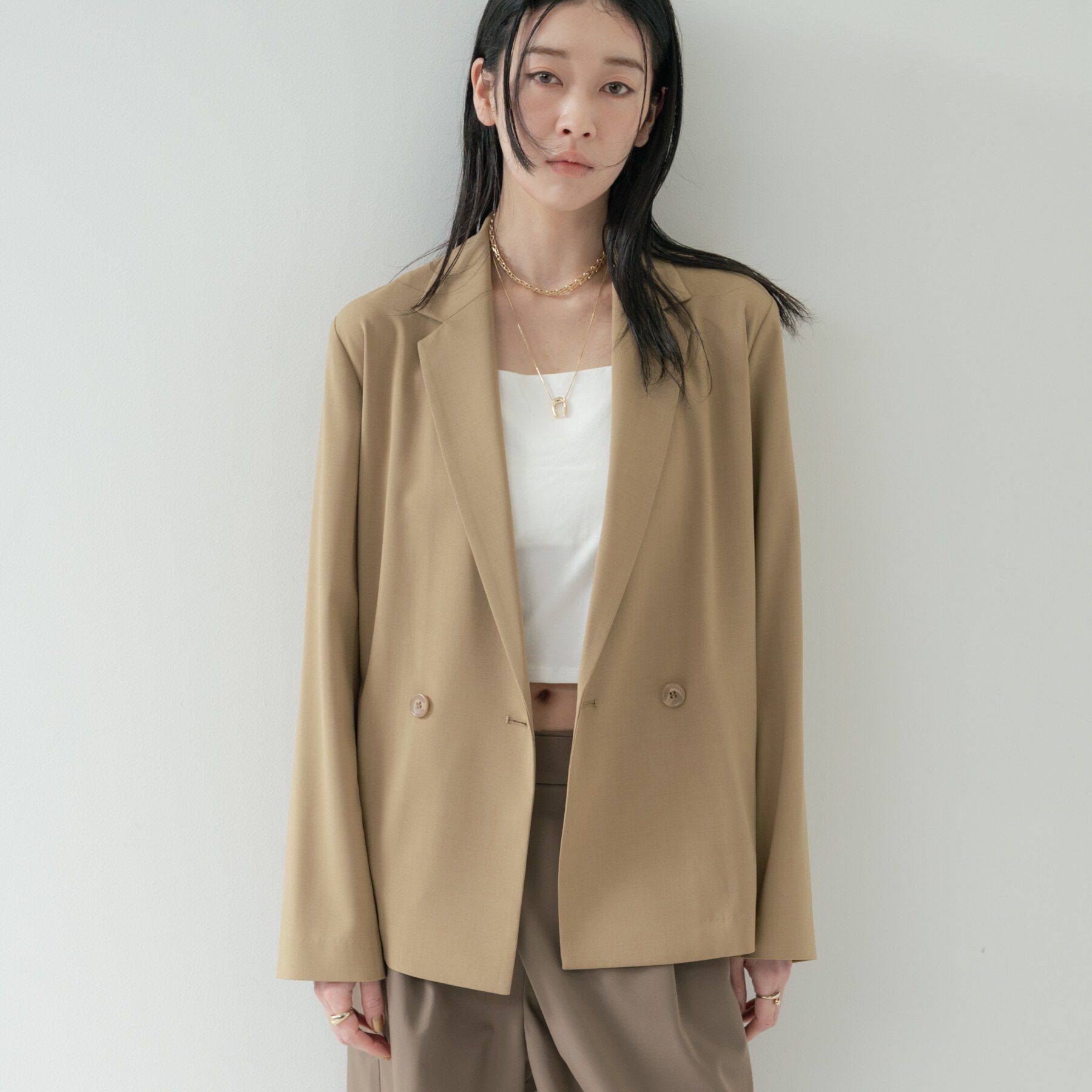 GALLEST「Comfy SET UP｜ダブルブレストイージージャケット【セットアップ対応／通勤／カセット服】」|テーラードジャケット|