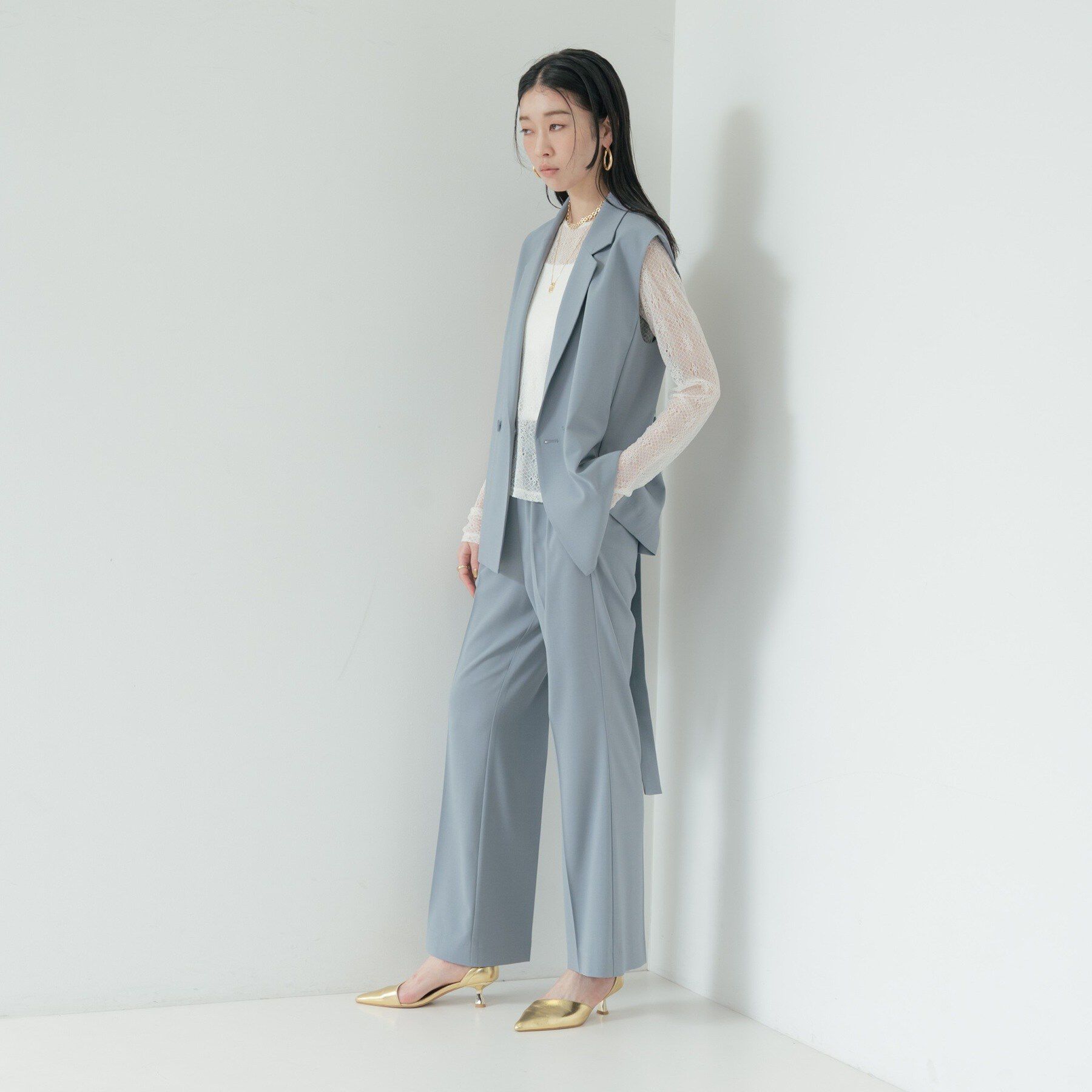 GALLEST「Comfy SET UP｜ベルテッドジレ【セットアップ対応／通勤／カセット服】」|ベスト・ジレ|