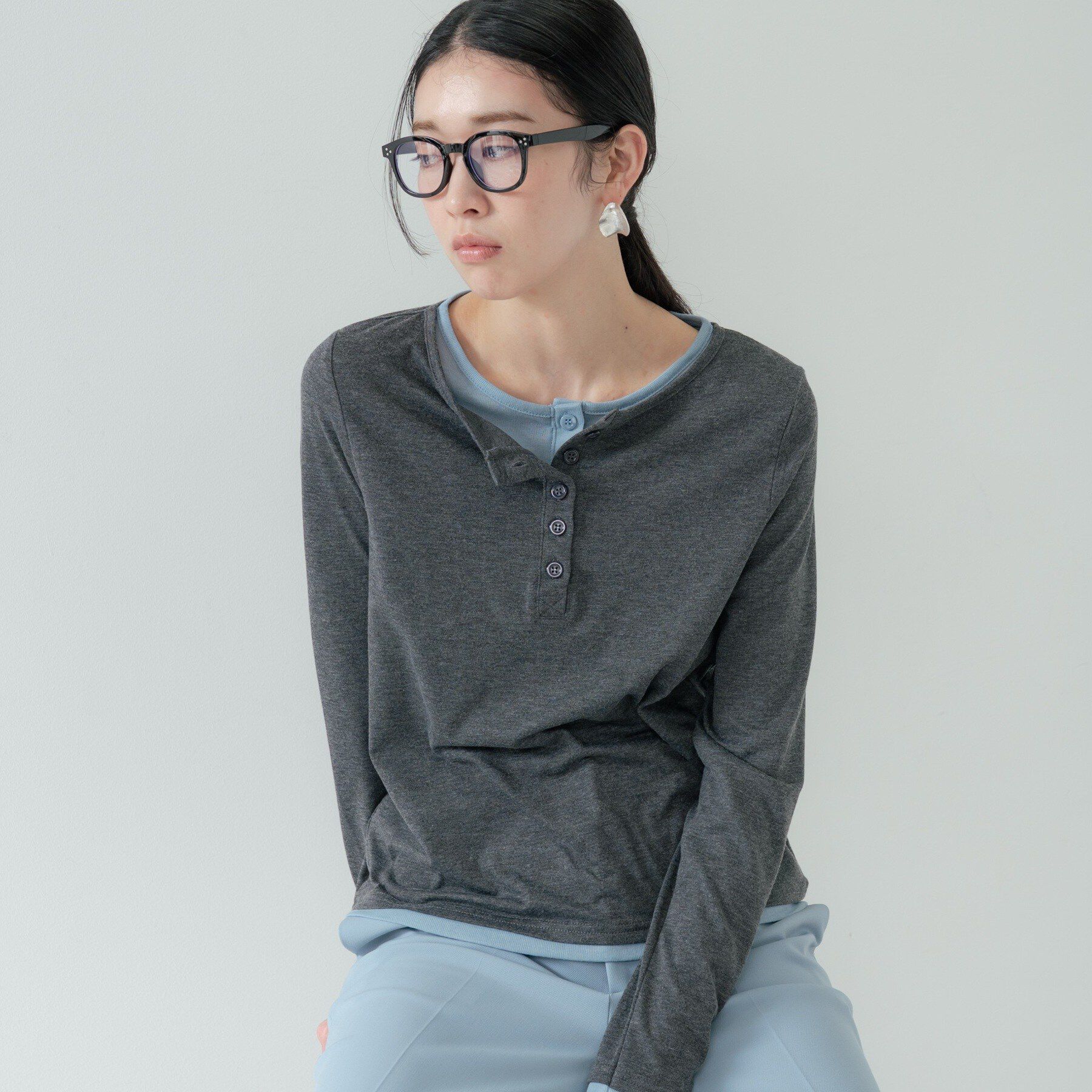 GALLEST「バイカラーヘンリーネックカットソー」|Tシャツ・カットソー|