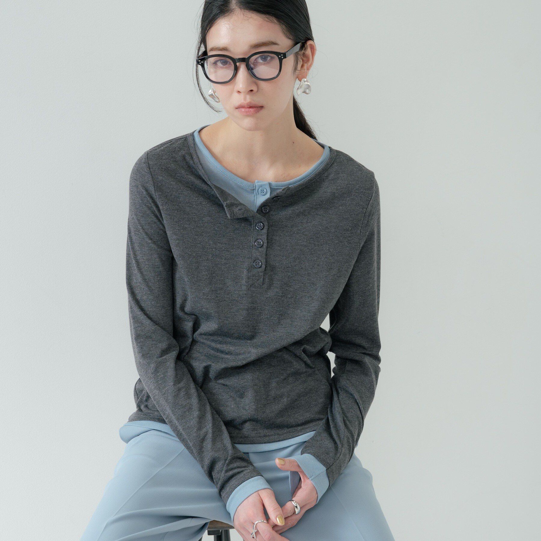 GALLEST「バイカラーヘンリーネックカットソー」|Tシャツ・カットソー|