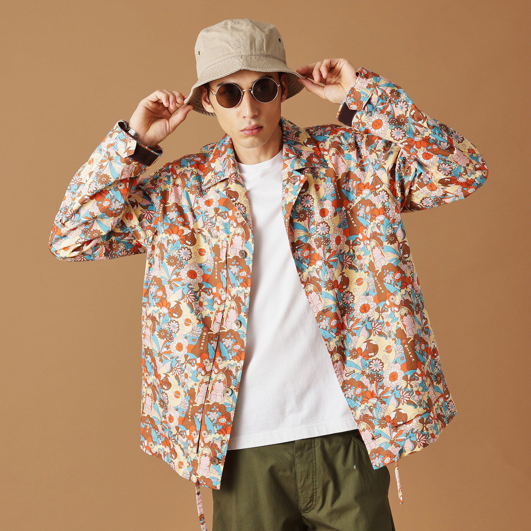 40CARATS&525「【Sサイズ～】ビリケンプリントシャツ地コーチジャケット」|ブルゾン・スタジャン|