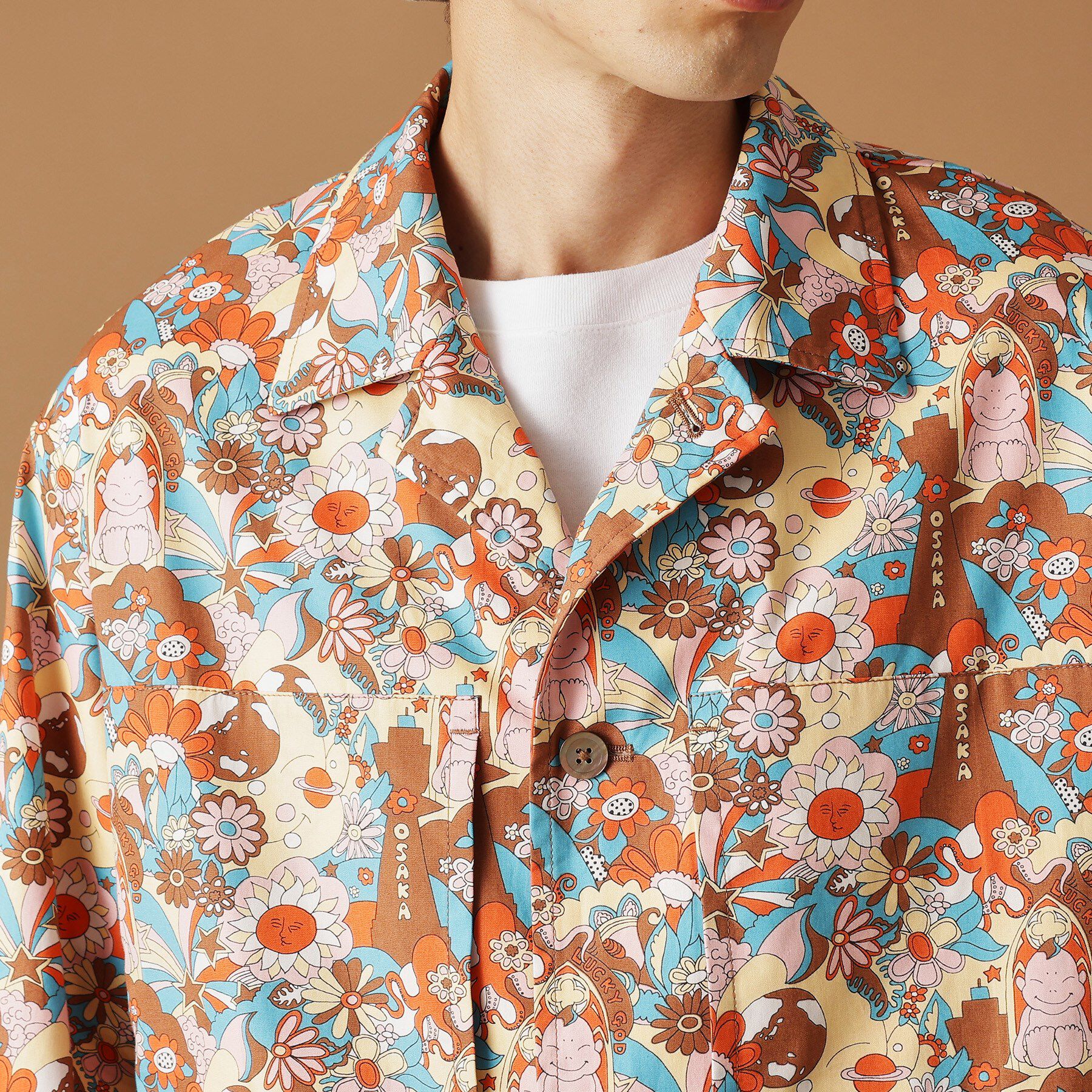 40CARATS&525「【Sサイズ～】ビリケンプリントシャツ地コーチジャケット」|ブルゾン・スタジャン|