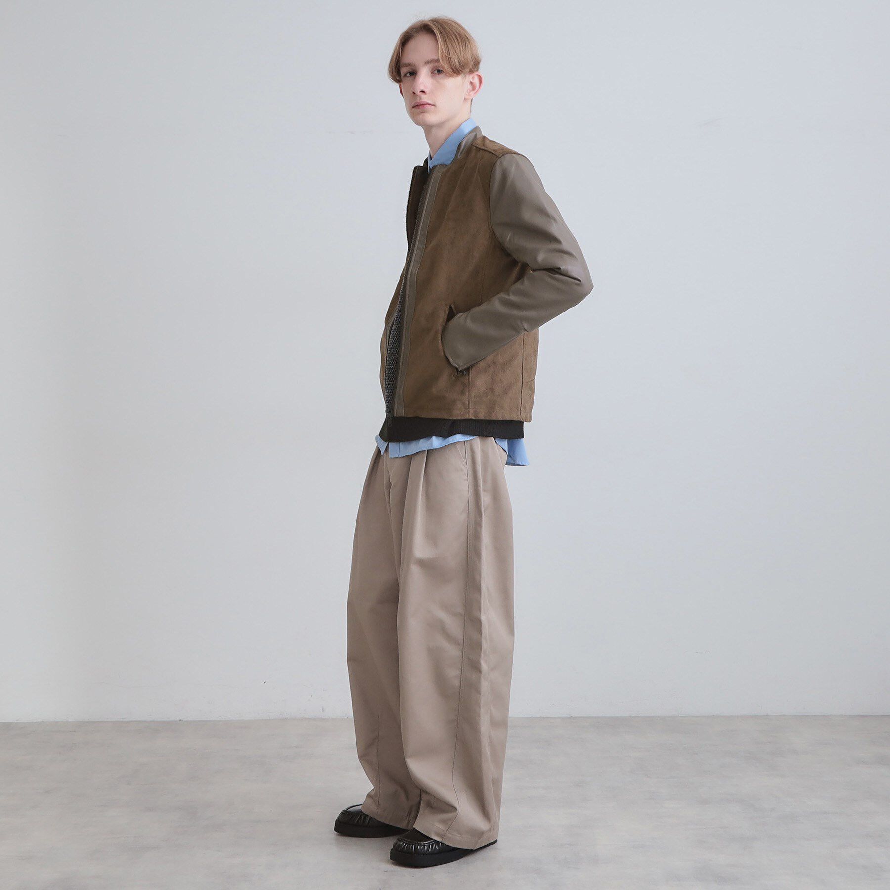 tk.TAKEO KIKUCHI「シングルレザー調ブルゾン」|ブルゾン・スタジャン|