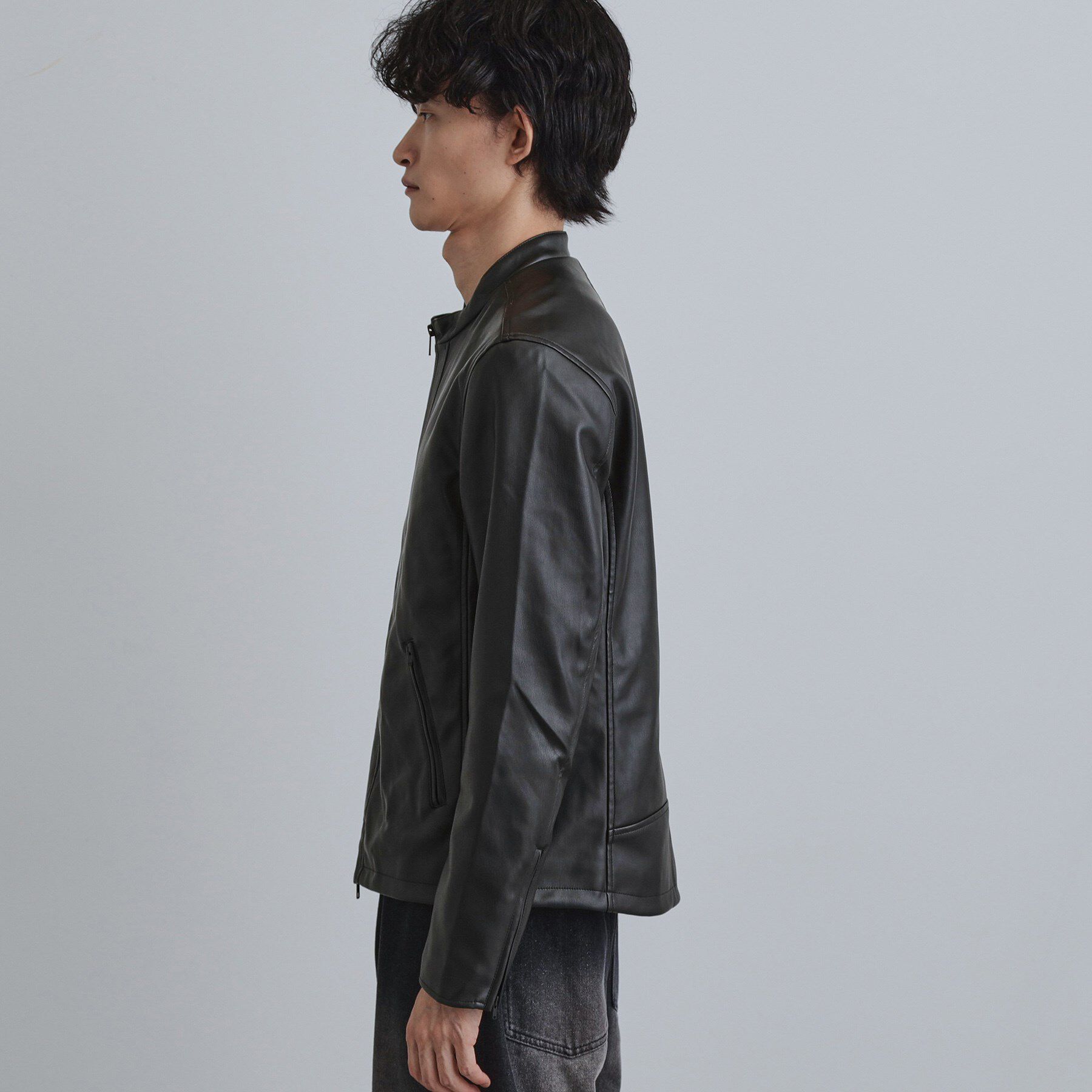 tk.TAKEO KIKUCHI「シングルレザー調ブルゾン」|ブルゾン・スタジャン|