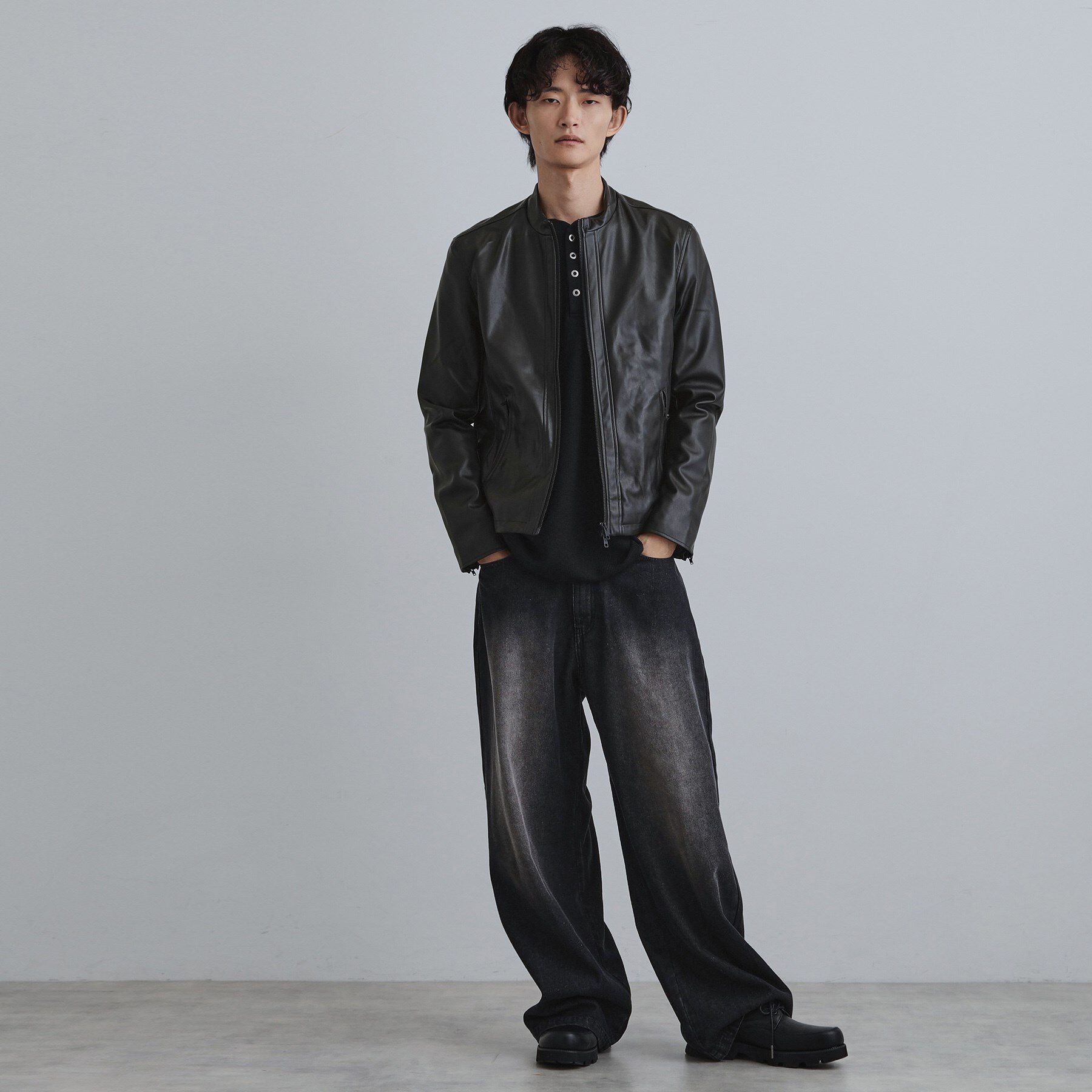 tk.TAKEO KIKUCHI「シングルレザー調ブルゾン」|ブルゾン・スタジャン|