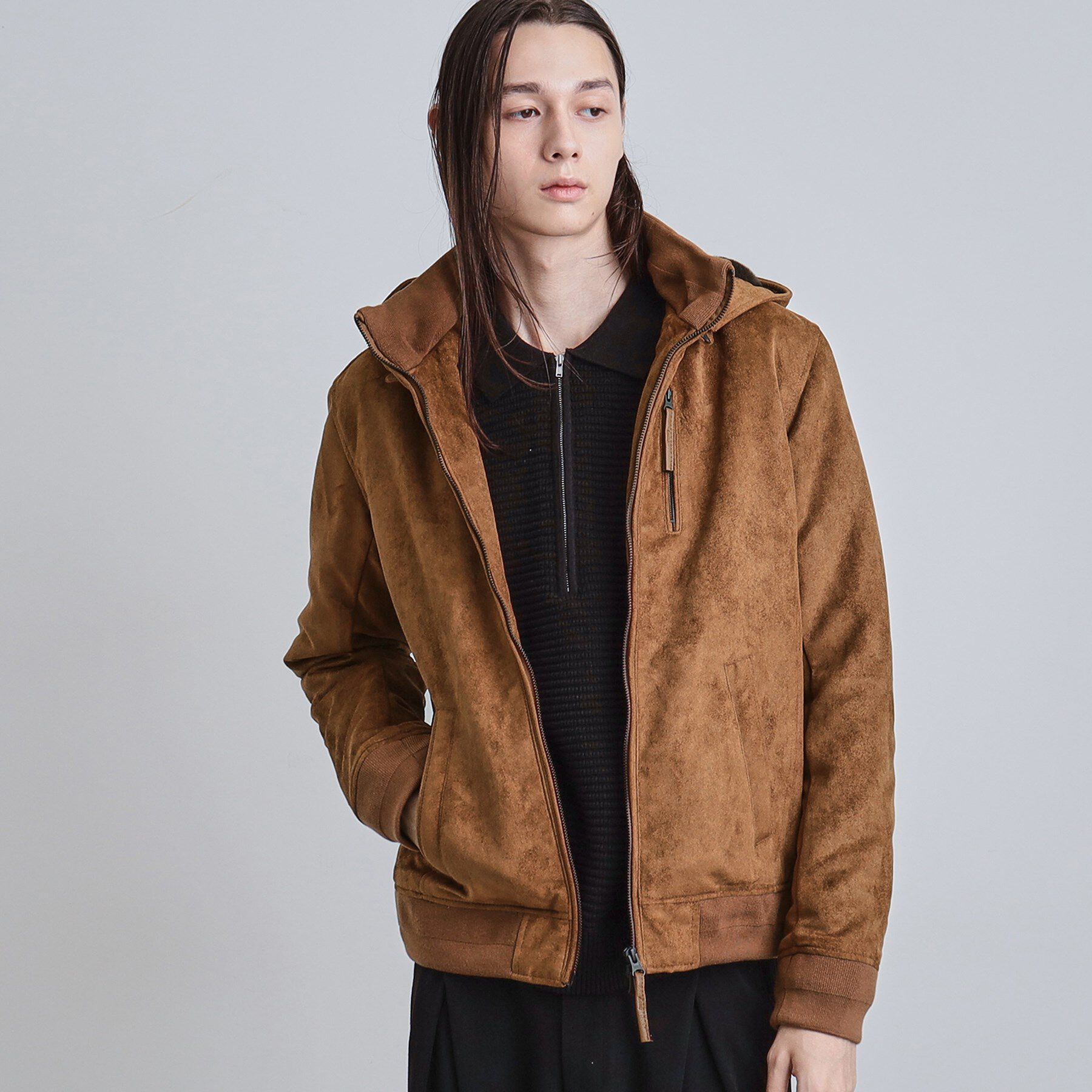 tk.TAKEO KIKUCHI「中綿スエードキルトフードブルゾン」|ブルゾン・スタジャン|キャメルブラウン(0