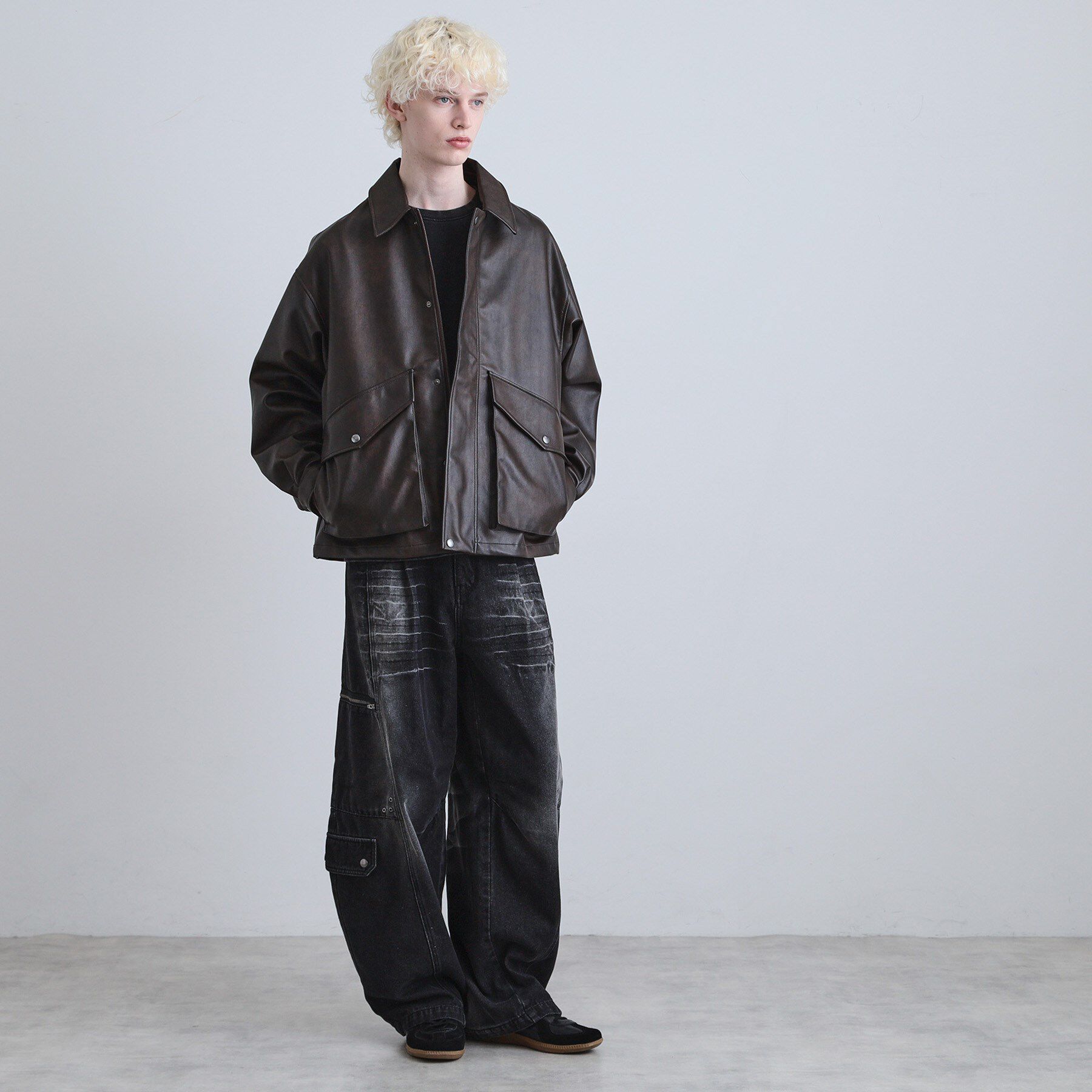tk.TAKEO KIKUCHI「シンセティックレザーフライトジャケット」|ブルゾン・スタジャン|