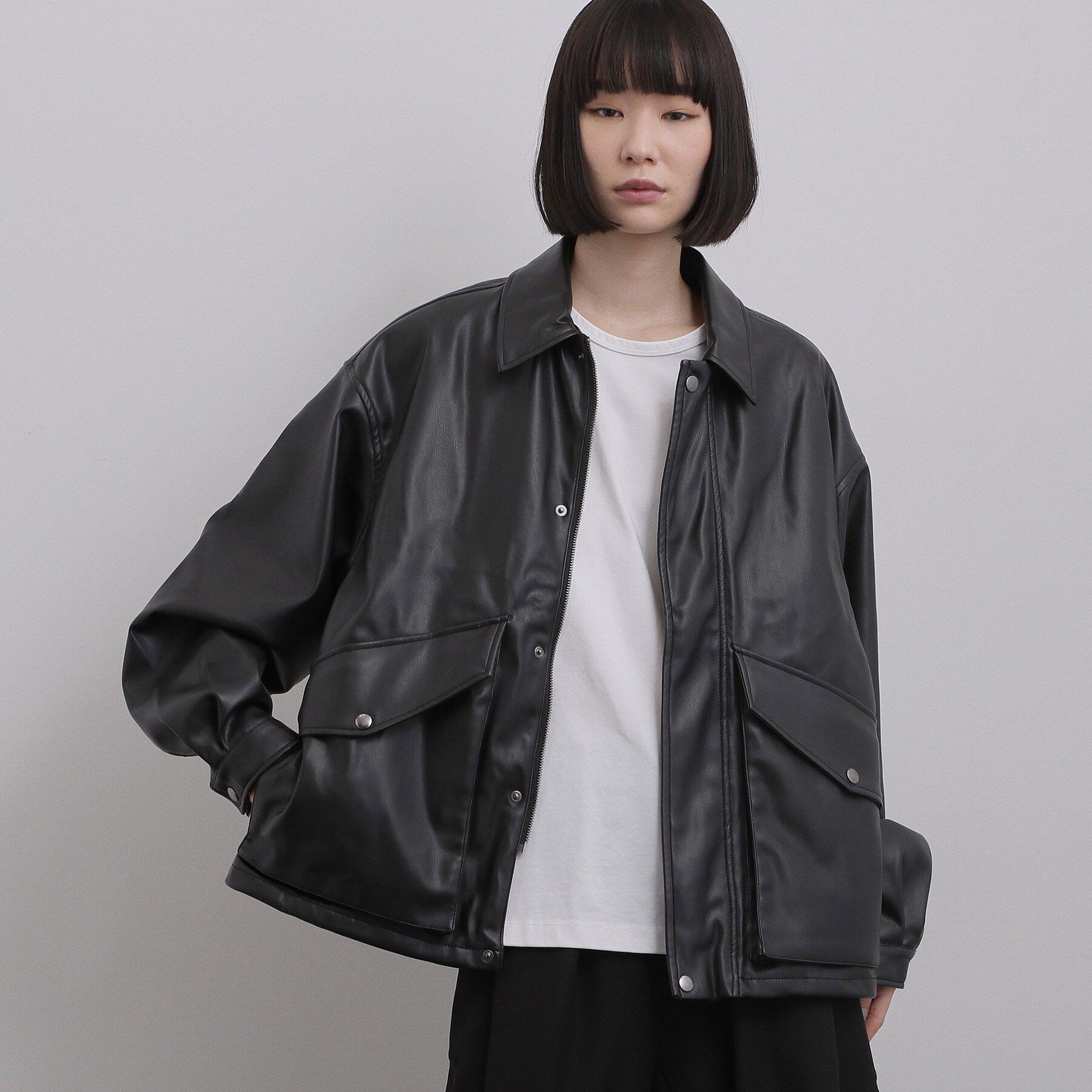 tk.TAKEO KIKUCHI「シンセティックレザーフライトジャケット」|ブルゾン・スタジャン|