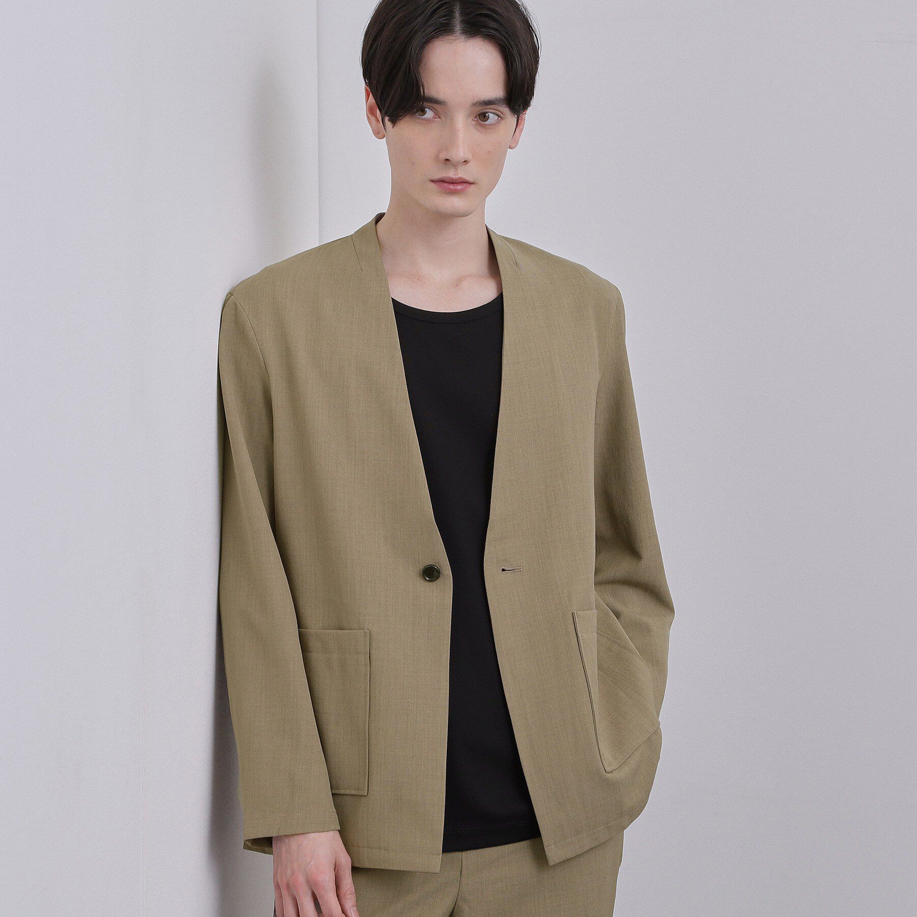 tk.TAKEO KIKUCHI「【セットアップ対応可】カルゼノーカラージャケット」|ノーカラージャケット|