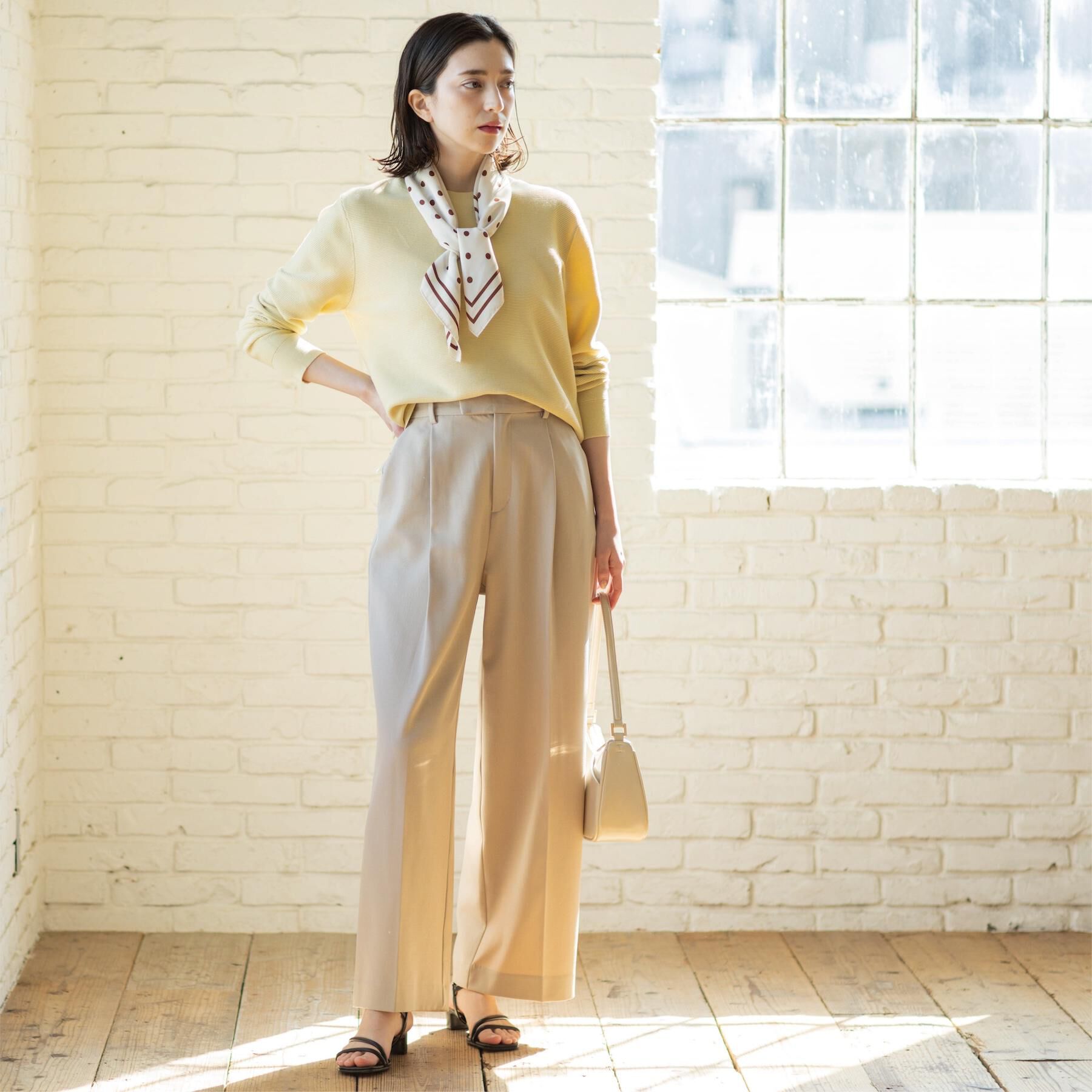 OPAQUE.CLIP「ボートネックガーターニット/オーガニックコットン混【洗濯機OK/UVケア】《6col》」|ニット・セーター|