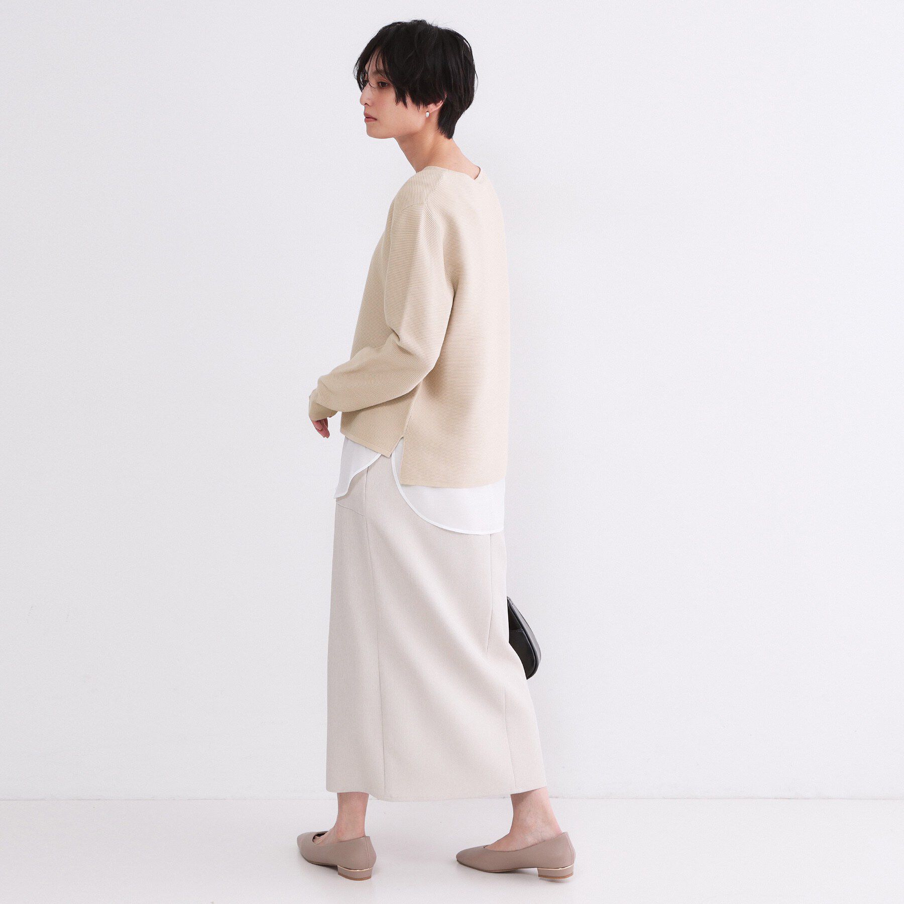 OPAQUE.CLIP「ボートネックガーターニット/オーガニックコットン混【洗濯機OK/UVケア】《6col》」|ニット・セーター|