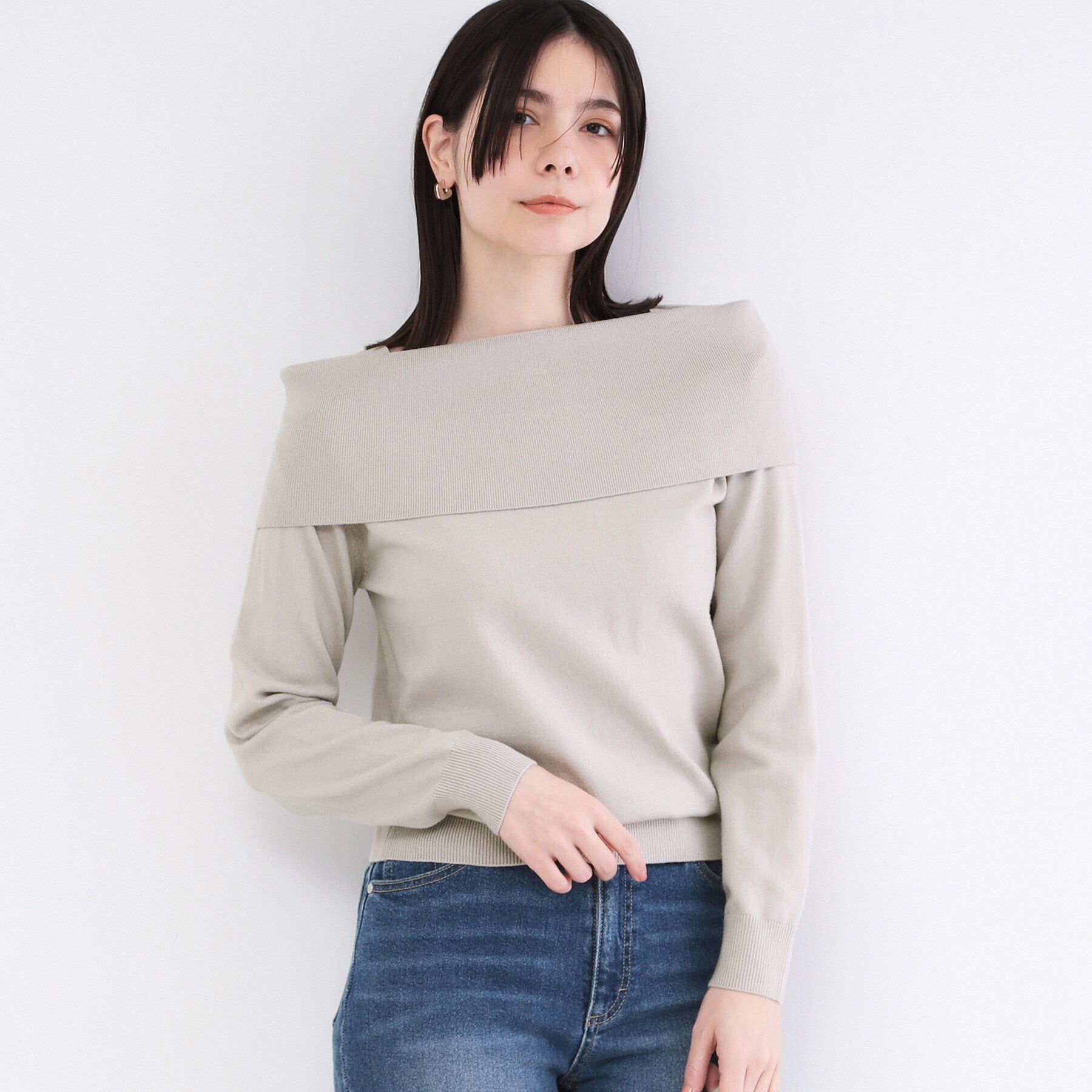 OPAQUE.CLIP「オフショルダーデザインニット【洗濯機OK】」|ニット・セーター|
