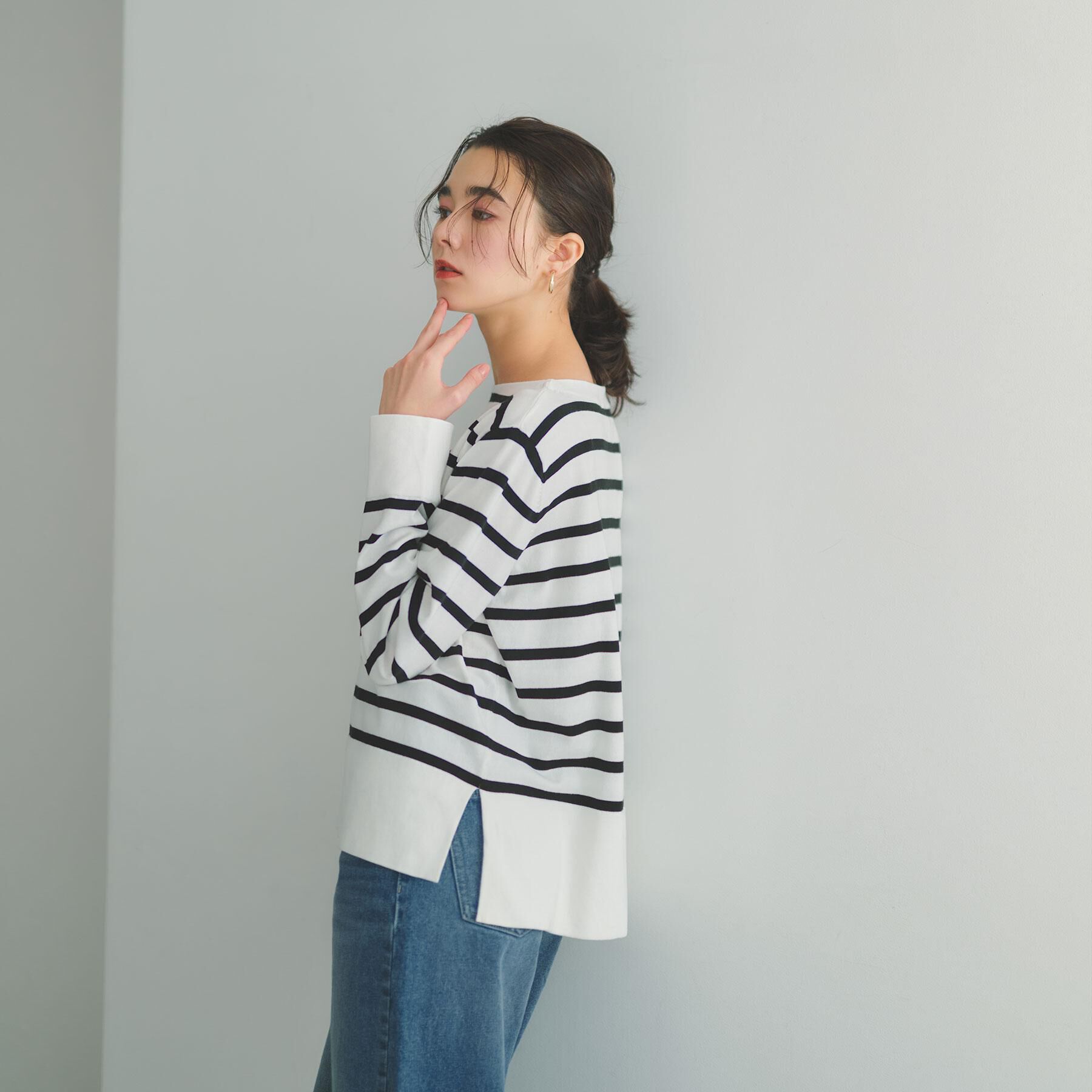 OPAQUE.CLIP「UV リラクシーボートネックニット／オーガニックコットン混【洗濯機OK】《5col》」|ニット・セーター|