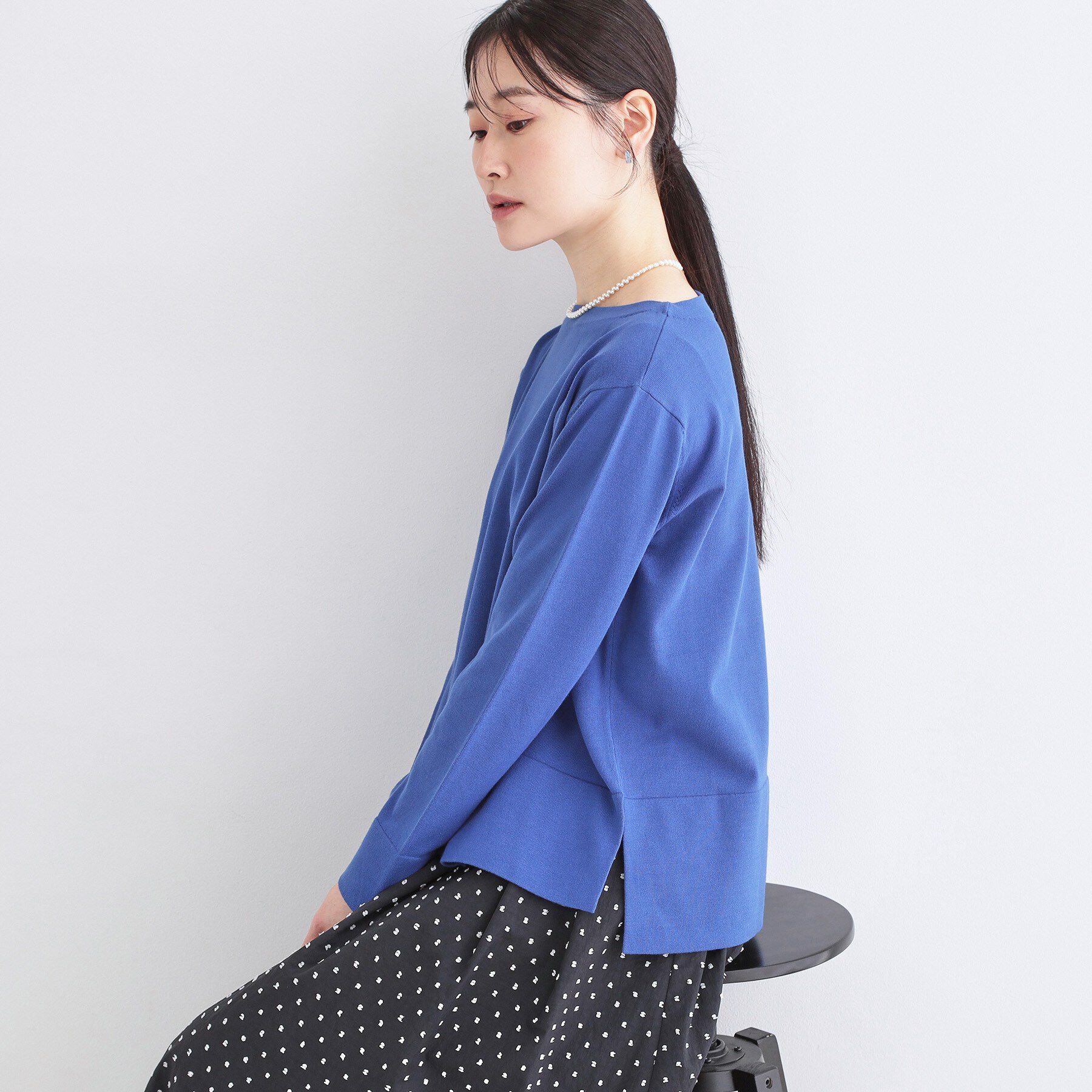 OPAQUE.CLIP「UV リラクシーボートネックニット／オーガニックコットン混【洗濯機OK】《5col》」|ニット・セーター|