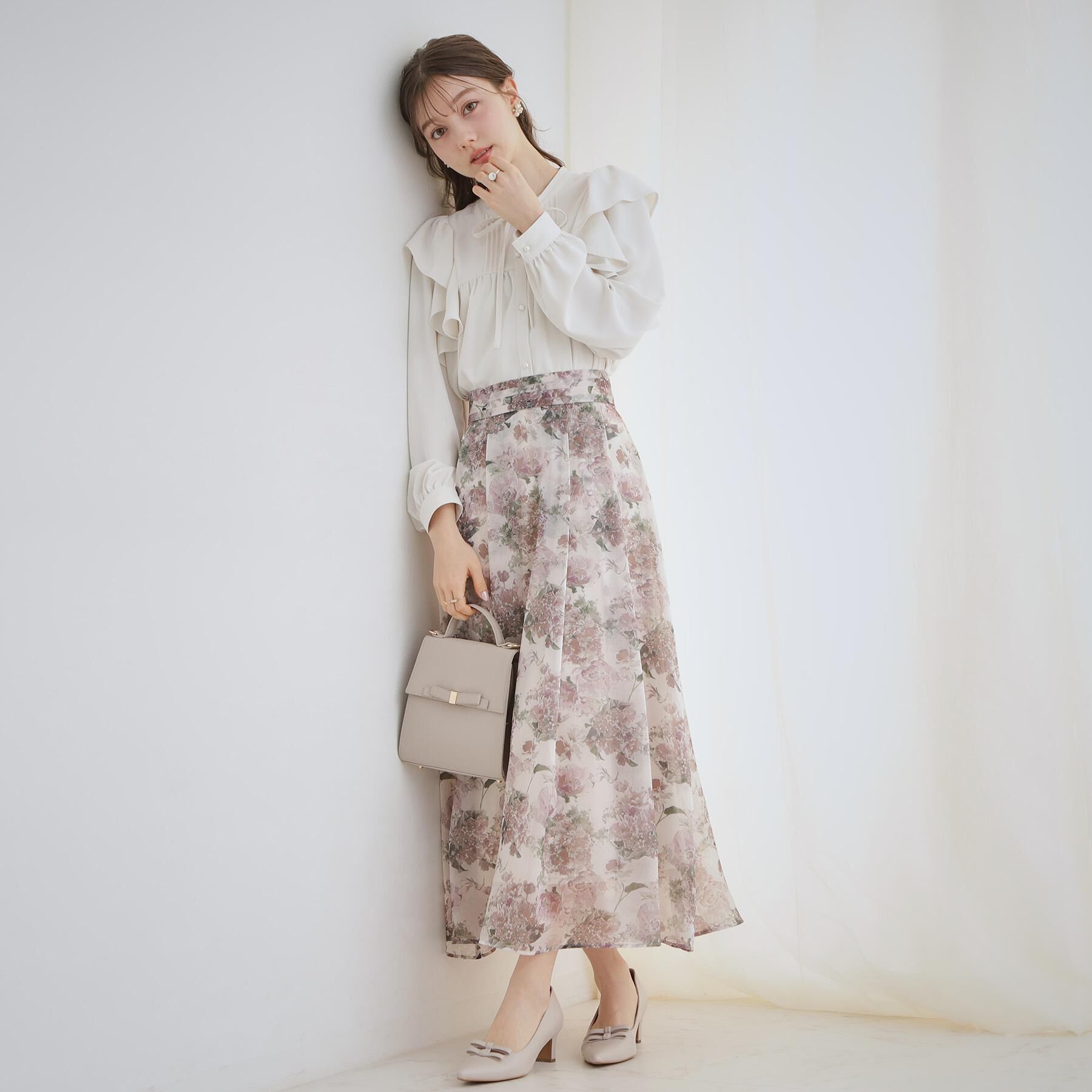 Couture broach「【洗える・リボン取り外し可】フリルジョーゼットブラウス」|シャツ・ブラウス|