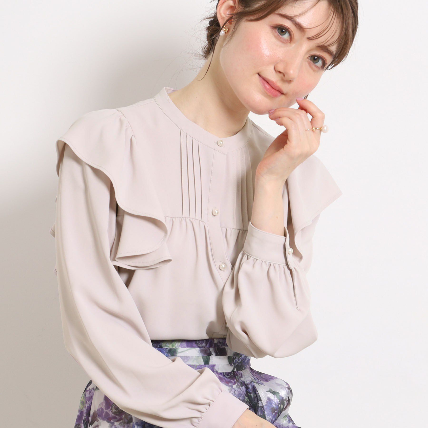 Couture broach「【洗える・リボン取り外し可】フリルジョーゼットブラウス」|シャツ・ブラウス|