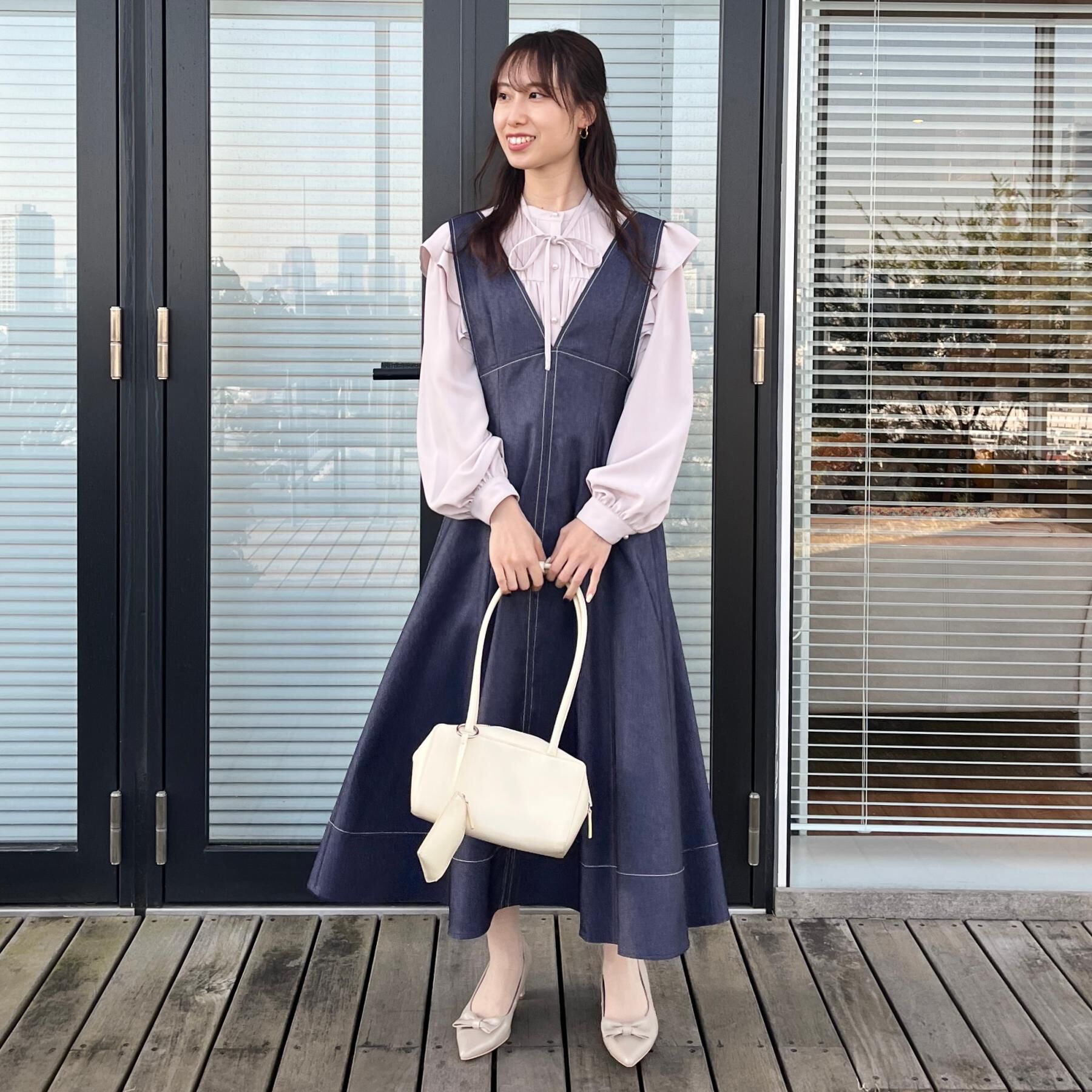 Couture broach「【洗える・リボン取り外し可】フリルジョーゼットブラウス」|シャツ・ブラウス|