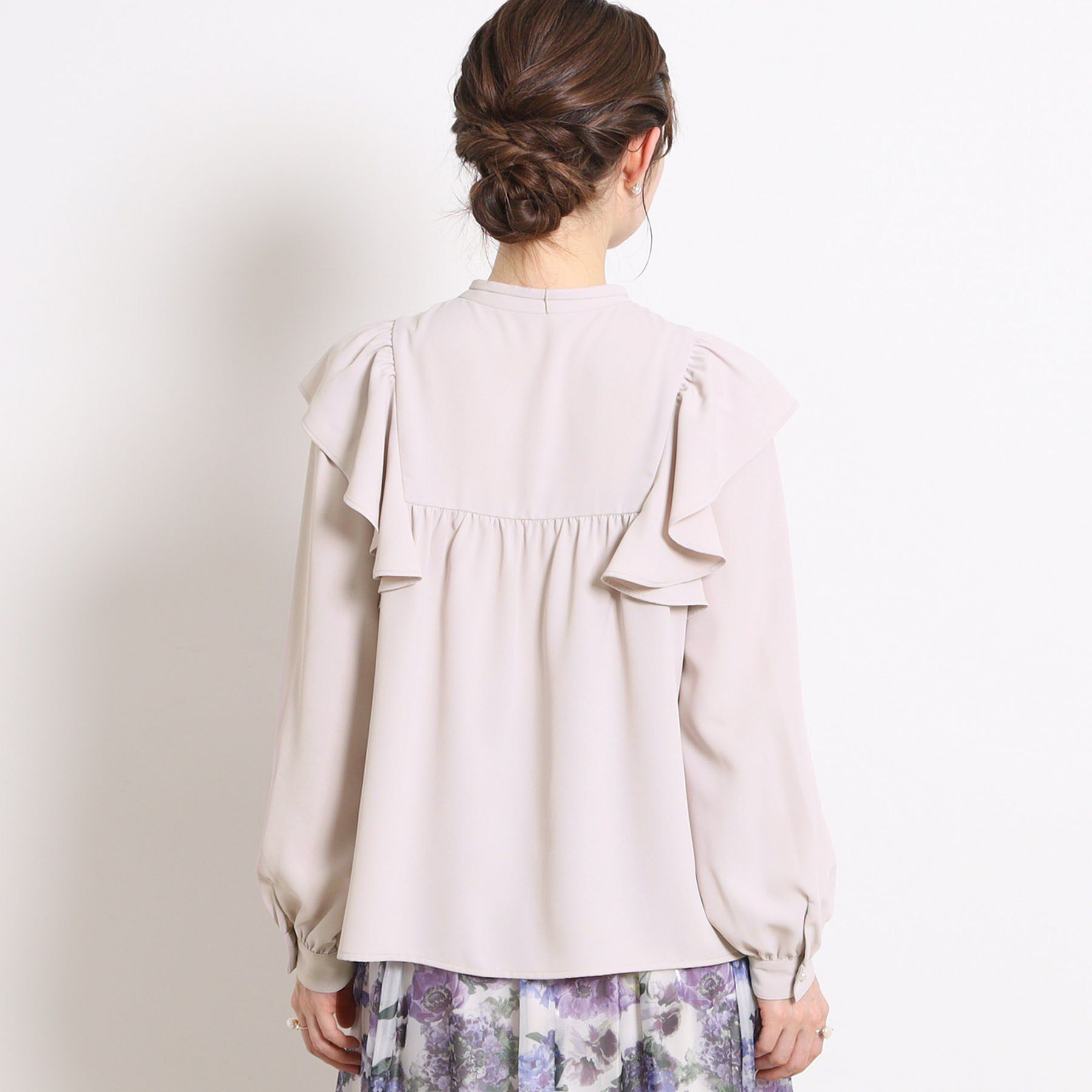 Couture broach「【洗える・リボン取り外し可】フリルジョーゼットブラウス」|シャツ・ブラウス|